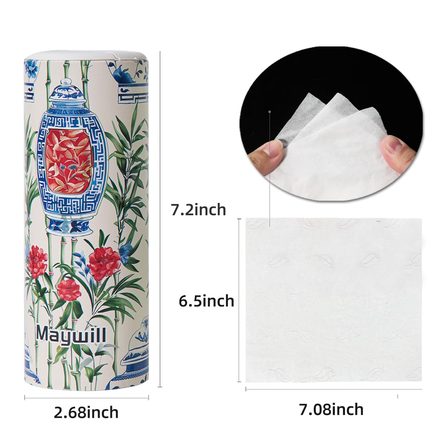 Car Tissue Holder,Tissue Box, Car Tissues Cylinder with Cap, Car Tissues Holder, Car Tissues Holder Round Container(4pk/200 Sheets)