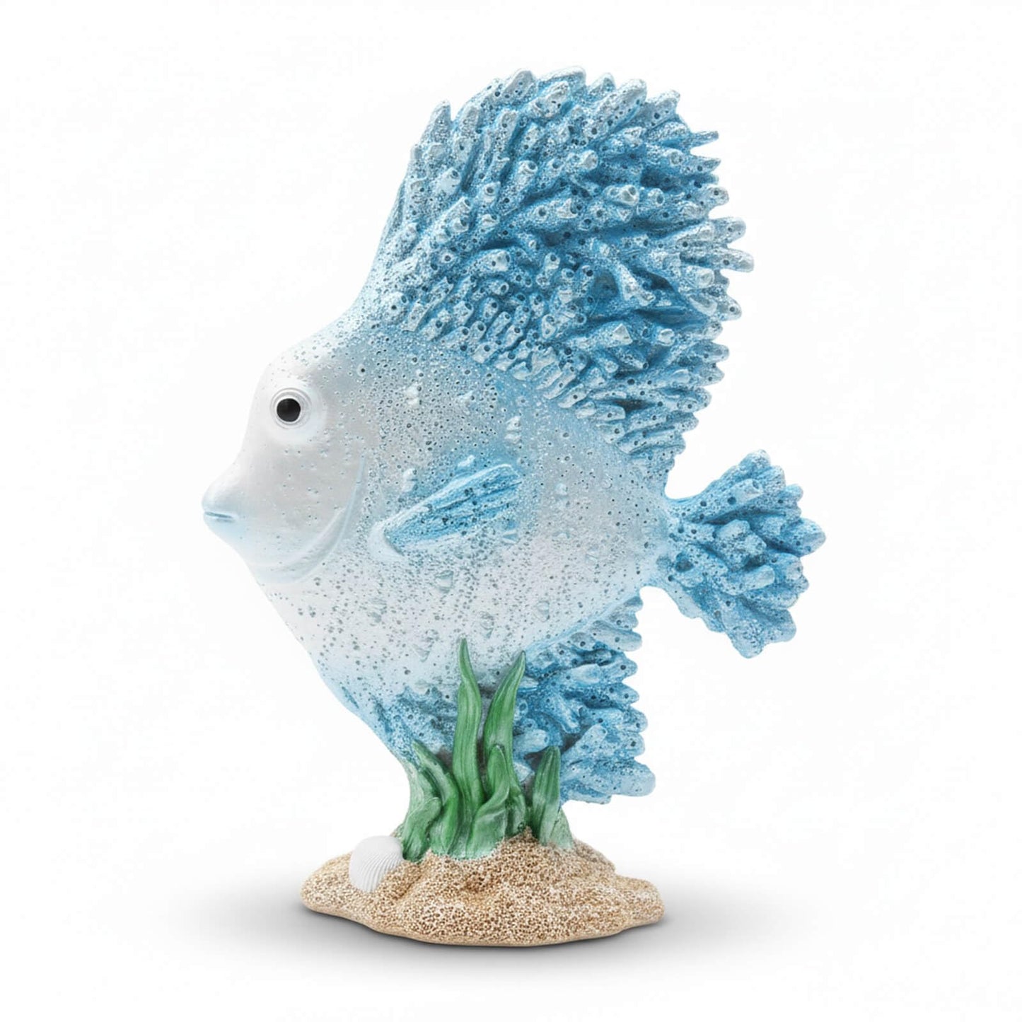 Bertork Beach Decor Coastal Ocean Sculpture – Deep Sea Fish & Seaweed Resin Statue for Bathroom Shelf Desk, Nautical Home Decor & Beach Themed Gift