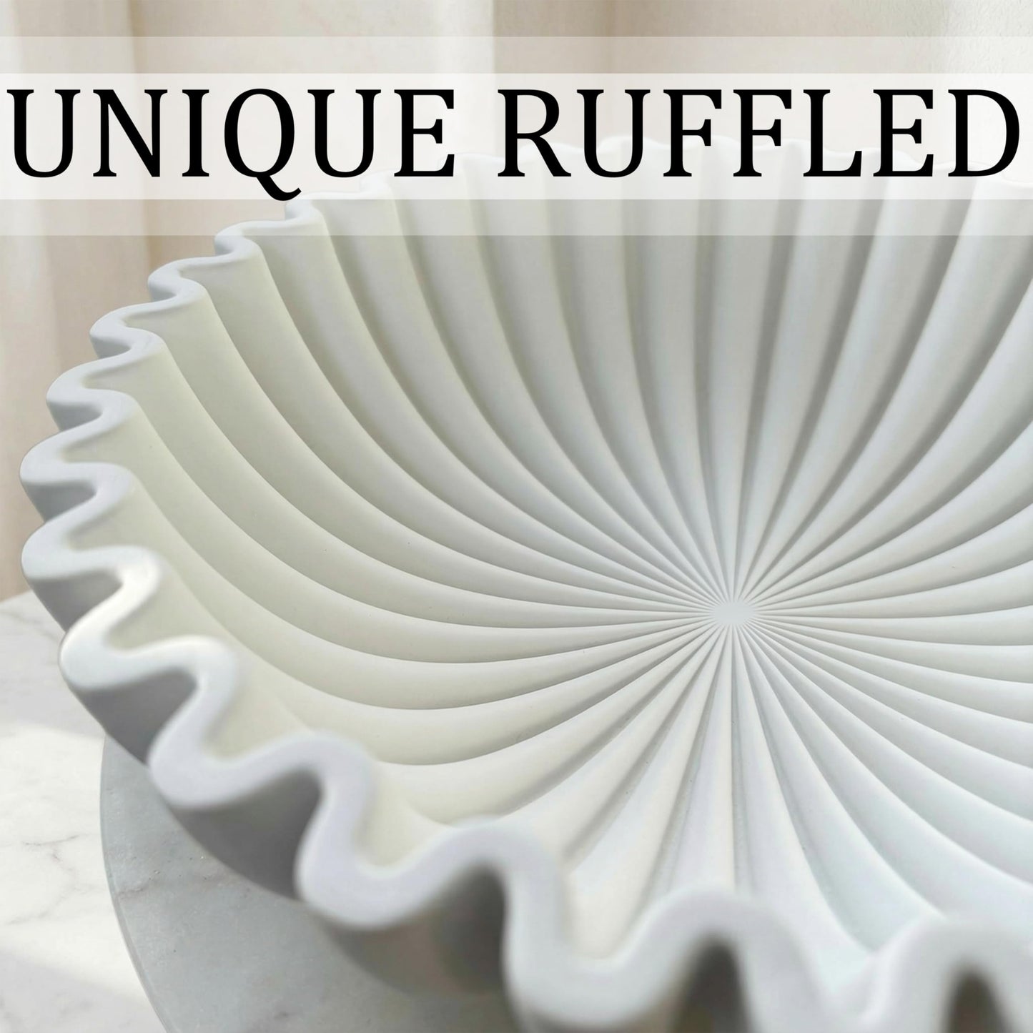 Firevigo Decorative Bowls for home decor, 7.9''×7.9''×2.76'' Medium model fruit bowl for kitchen counter, Scalloped key bowl for entryway table