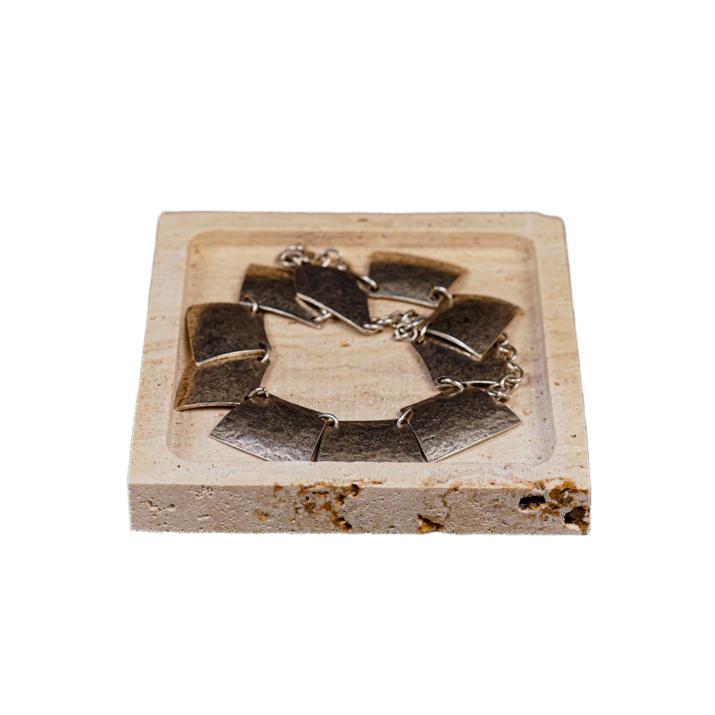 noadre Natural Travertine Marble Square Jewelry Tray, 4.9" – Decorative Stone Accessory Dish for Rings, Earrings, Necklaces, Perfume and Keys, Gift for Women (Travertine)