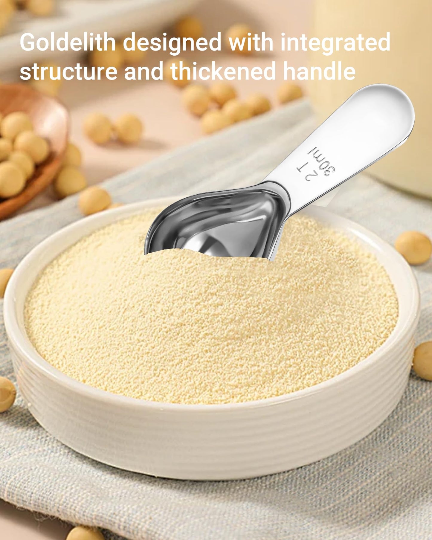 Coffee Scoop 30ml 2PCS, 2 Tablespoon Measuring Spoons, Ergonomics Design Coffee Scooper Stainless Steel Manufacture，Coffee Scoop for Ground Coffee Protein Powder Sugar Cereal (Silver, 2 tbsp-30ml)