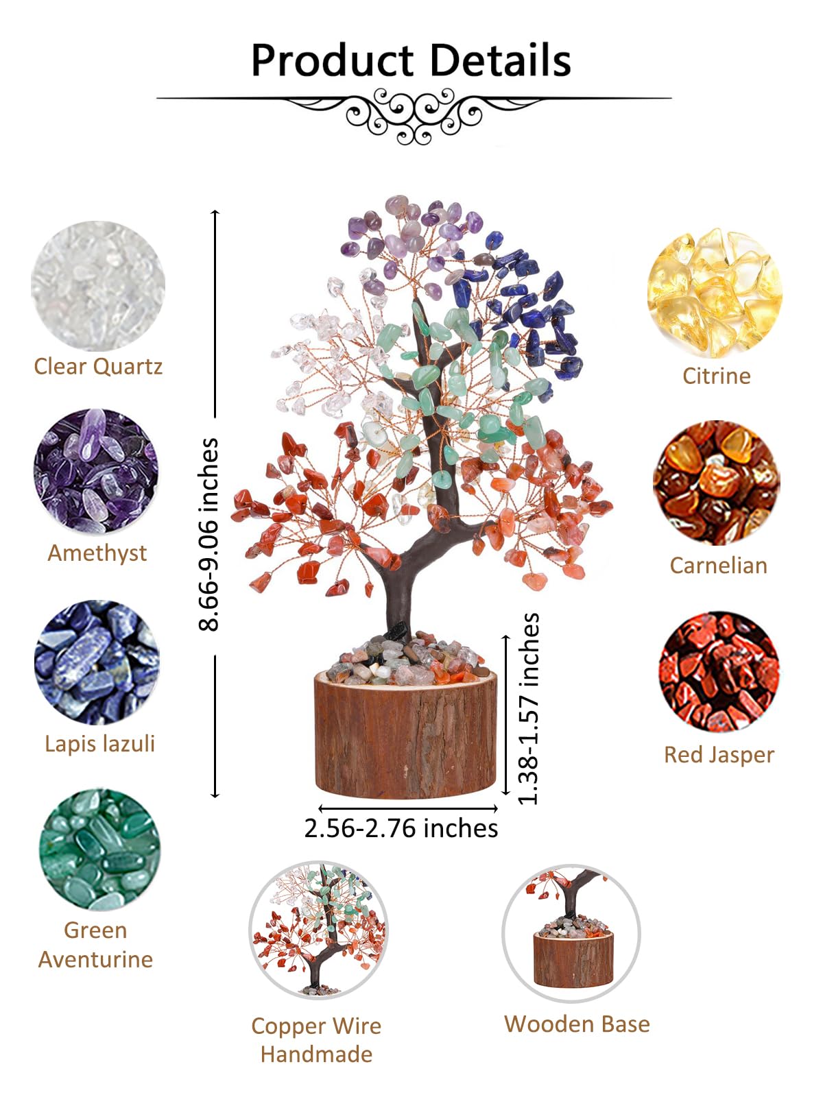 Jovivi 7 Chakra Crystal Tree Birthday Gifts for Women,Natural Healing Crystal Feng Shui Tree of Life Bonsai Gemstone Money Trees,Spiritual Gift for Positive Energy, Wealth & Good Luck