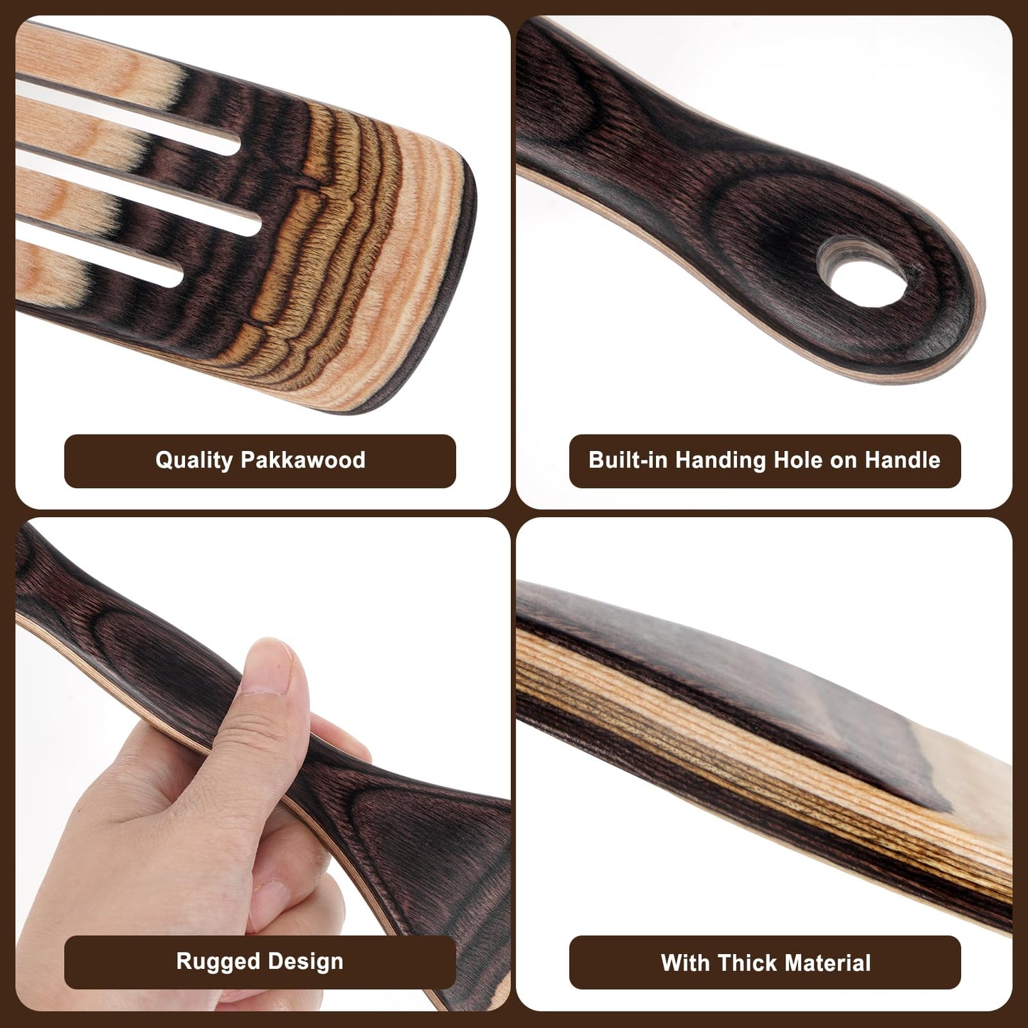 MYRAINBOW Spurtle Set, 5 Pcs Wooden Spoons for Cooking Pakkawood, Wooden Utensil Set for Cooking, Wooden Spatula, Apartment Essentials Wood Serving Spatula spoon, Home & kitchen Gift for Women, Men