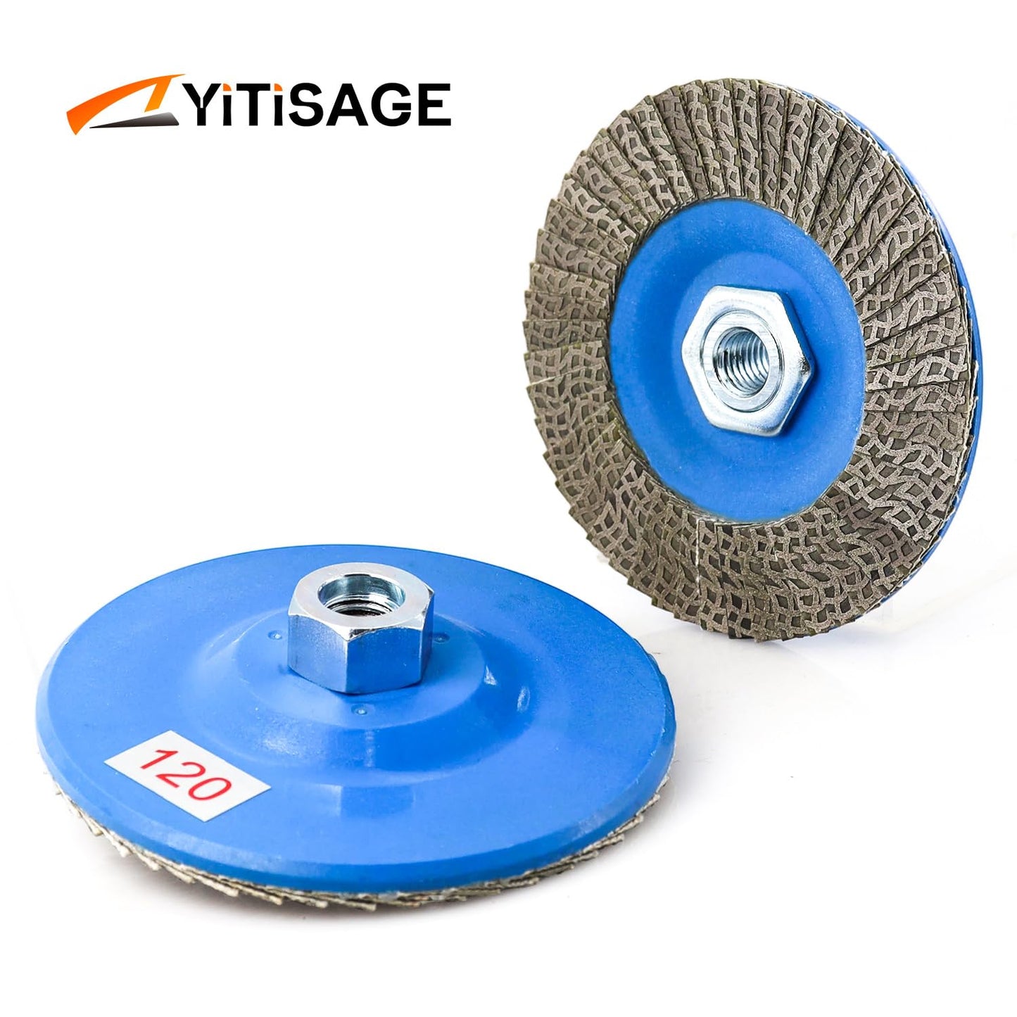 YITISAGE 4.5" Diamond Flap Disc,Plastic Back Grinding Wheel for Marble,Ceramics,Sander Tile,Stone,Glass,Concrete(Grit 120-1pc)