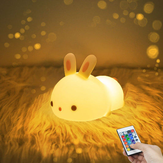 YOTOZU Cute Bunny Night Light, USB Rechargeable Cute Night Ligh with Touch Sensor and Remote Control 4 Modes 16 Colors Kid Night Light for Girls, Childrens, Toddler, Baby, and Kids Christmas Gifts