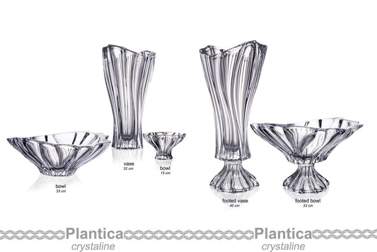 Bohemia Collection Decorative Crystal Fruit Bowl Plantica on Stem 12-in, Clear Elegant Centerpiece Bud