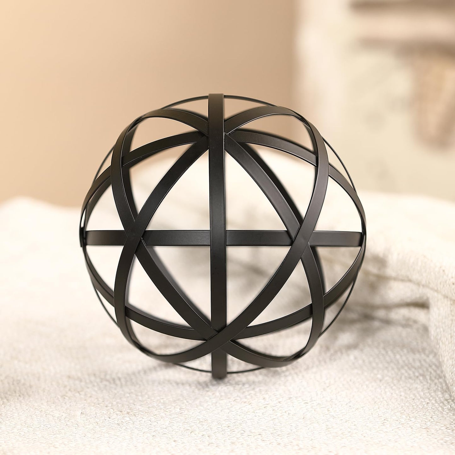 MOCOME 6.2" Black Metal Decorative Sphere - Home Decor Centerpiece & Coffee Table Accent