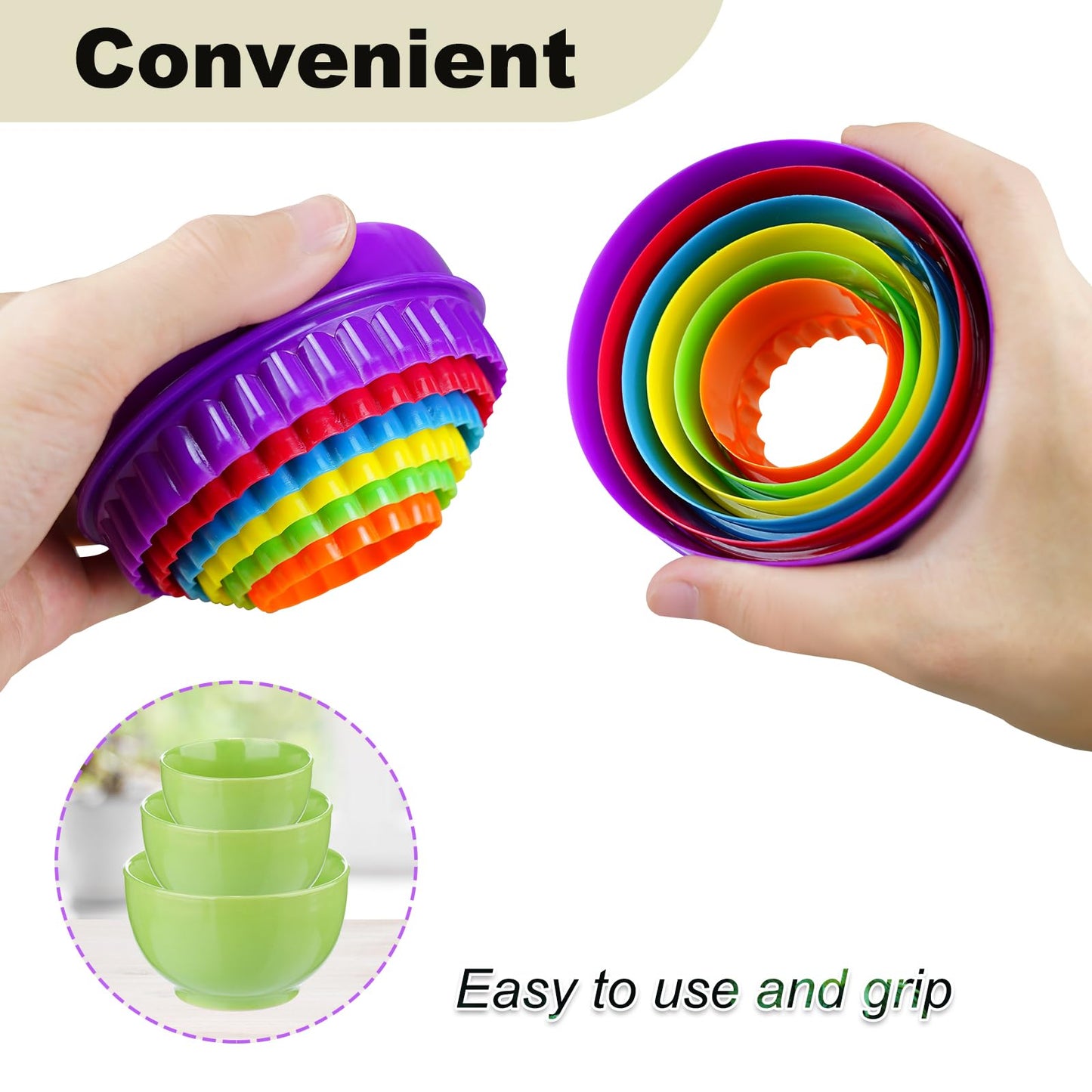 KFAREJGOAE 12 Pieces Display Stands for Pyrex Round Bowls Risers for Pyrex Bowls Stacker Stacking Rings for Cabinet Colorful
