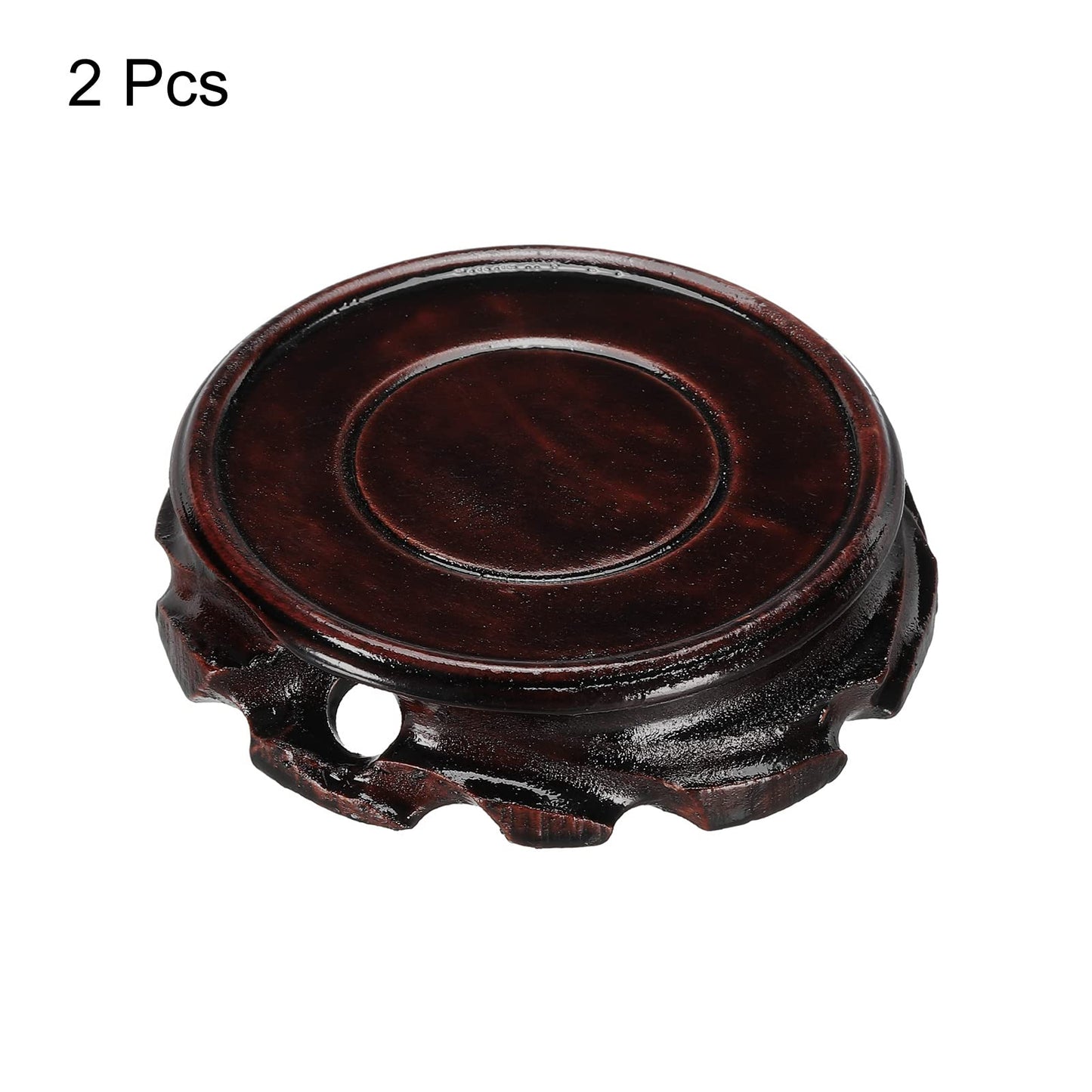 MECCANIXITY Wooden Stand Holders Displays Base 80mm Diameter Black for Vase Bonsai Stone Pack of 2