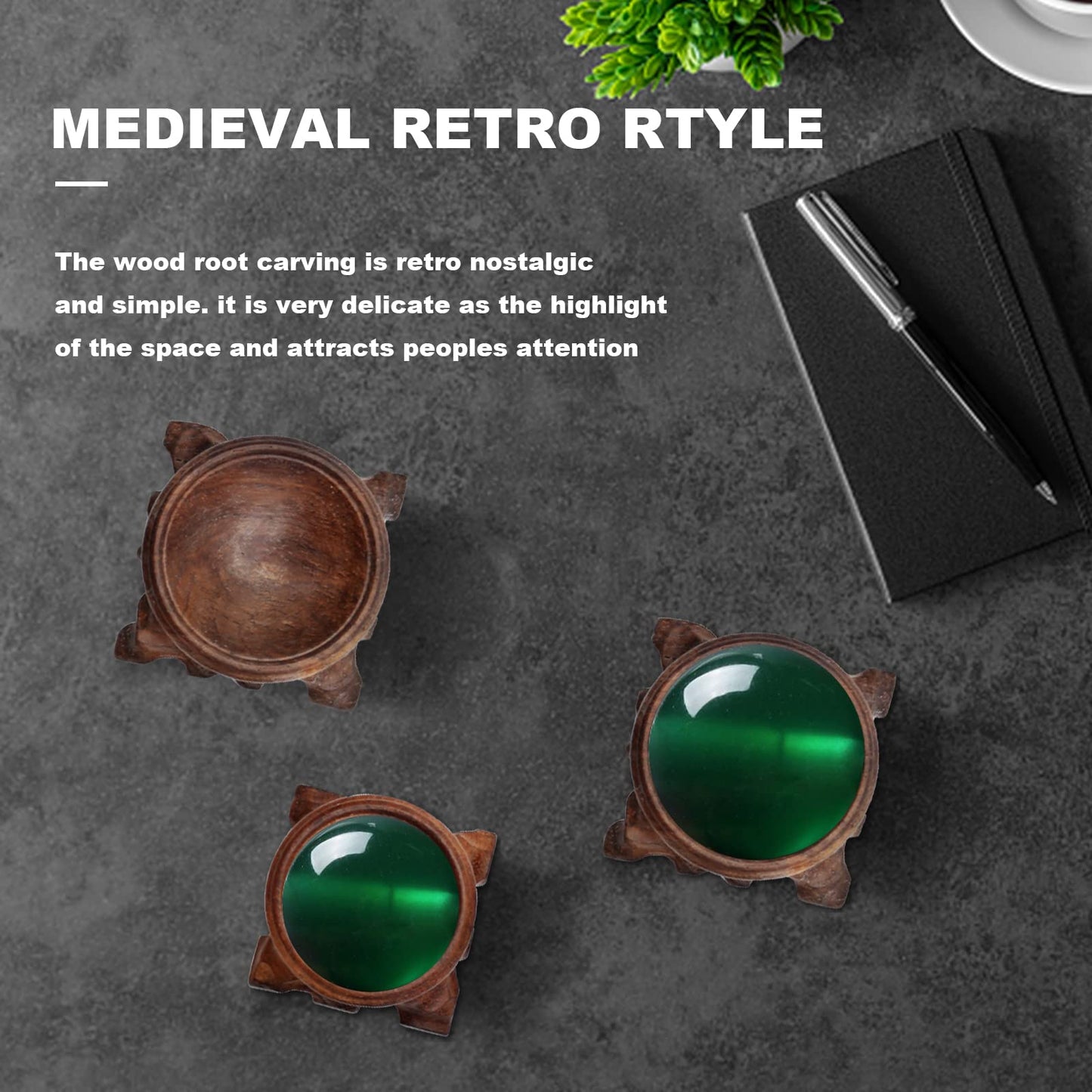 LIDSCURA 4PCS Wooden Stand for Crystal Sphere, Quartz Ball Orb Holder, Crystal Decorative Ball Display Pedestal Stands
