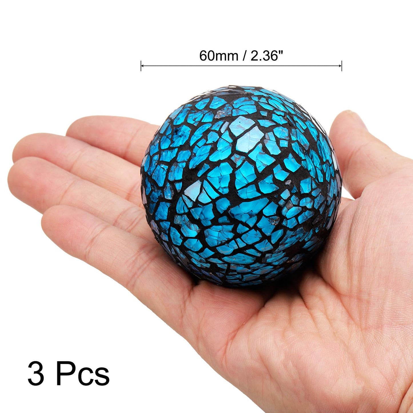 uxcell 3Pcs Decorative Glass Balls 2.36 Inch Orbs Centerpiece Balls Mosaic Glass Ball Sphere for Decor Bowls Vases Dining Table Party, Dark Blue