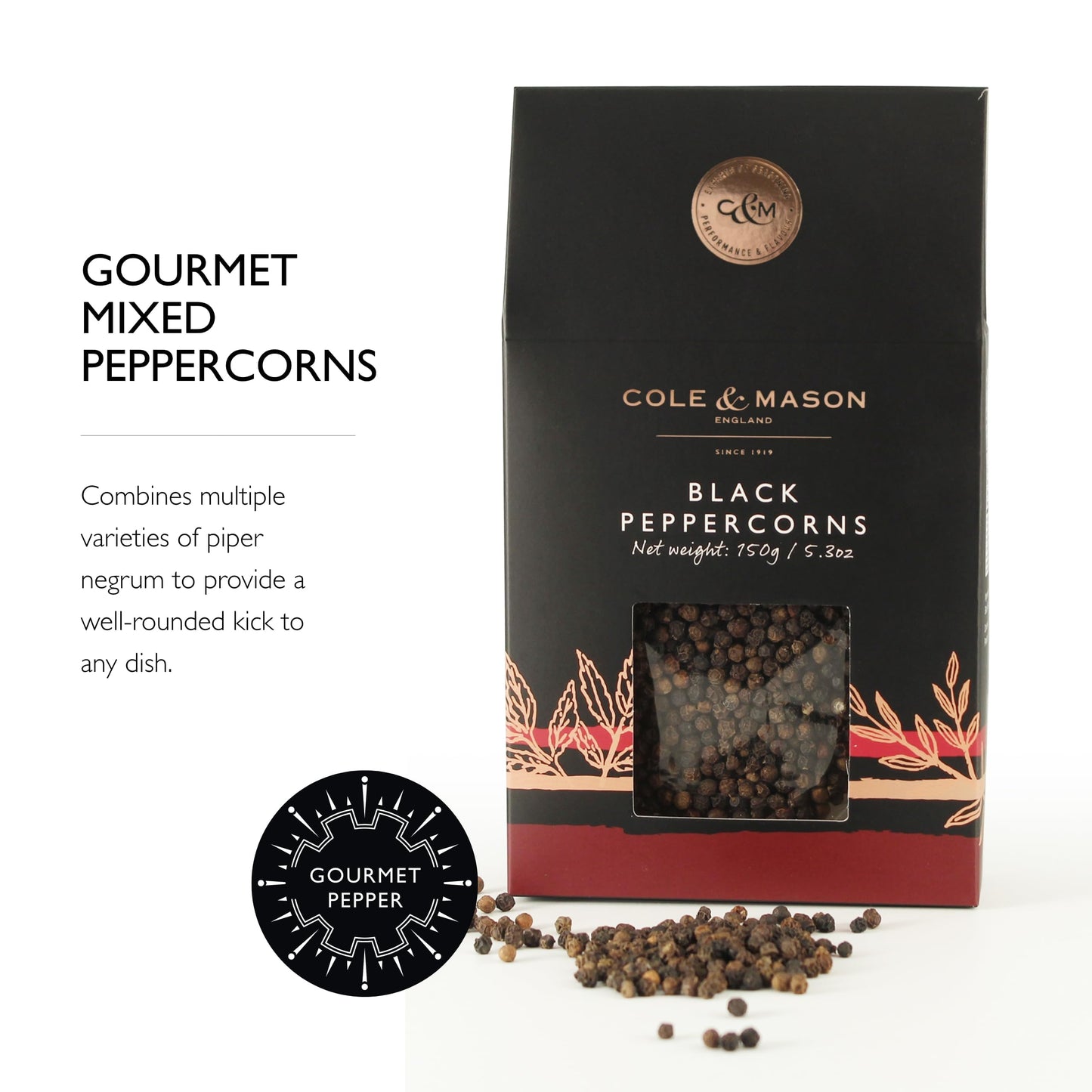 Cole & Mason Gourmet Spice Refill Box - Pairs Well with Chicken, Beef, Pork & More - Peppercorn Refill for Salt & Pepper Mill Grinder - Himalayan Pink Salt & Black Pepper 15.9 Oz Box Set