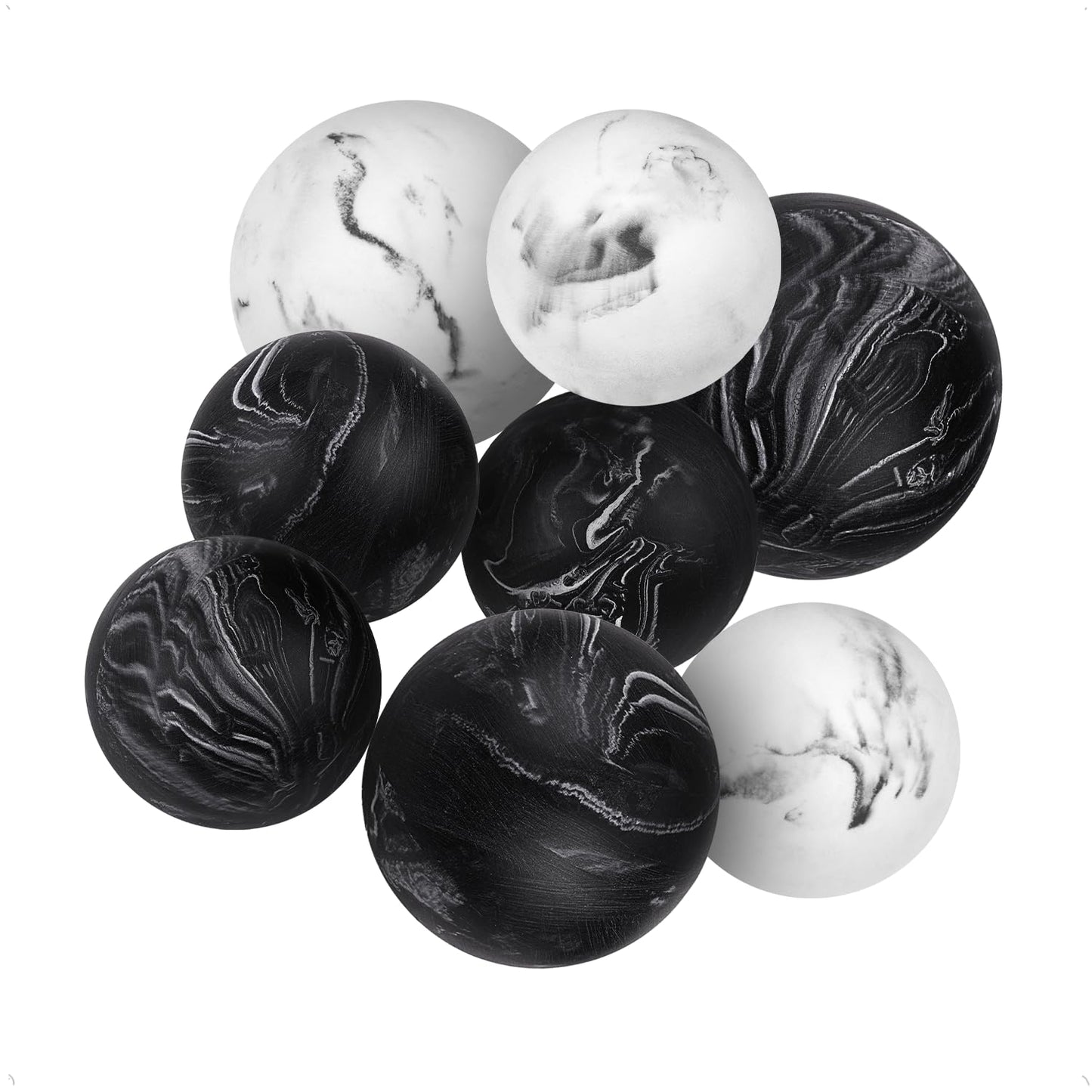 Creative Scents Black & White Small Set of 8 Marble Look Decorative Balls for Bowls – Decorative Orbs Spheres for Coffee Table Centerpiece, Dining Table, Living Room - Modern Bowl Fillers for Home