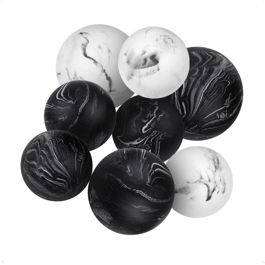 Creative Scents Black & White Small Set of 8 Marble Look Decorative Balls for Bowls – Decorative Orbs Spheres for Coffee Table Centerpiece, Dining Table, Living Room - Modern Bowl Fillers for Home