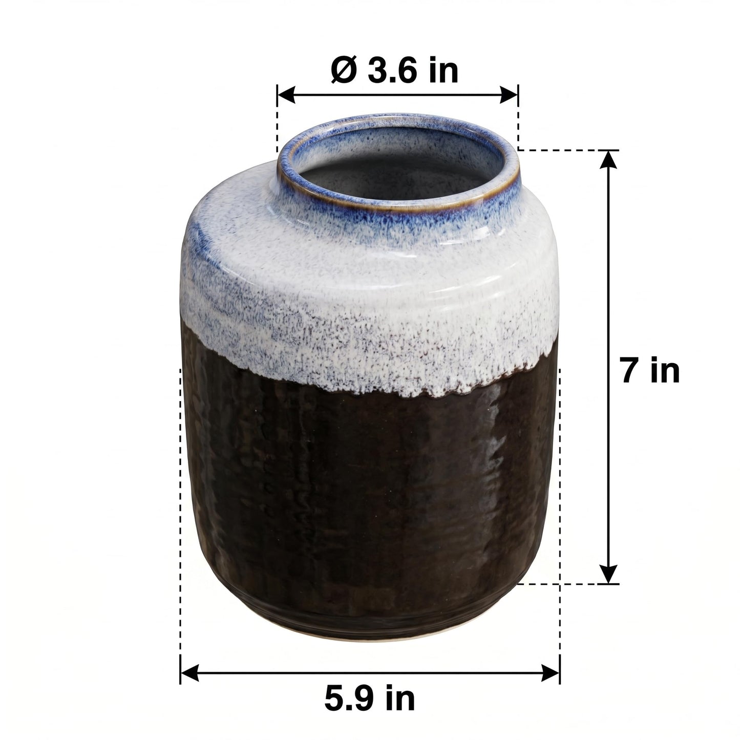 Wancetang Black and Blue Vase - 7 Inch Modern Ceramic Vase for Decor Pottery Decorative Flower Vases for Home Decor Table Living Room Bathroom Shelf Mantel Decoration