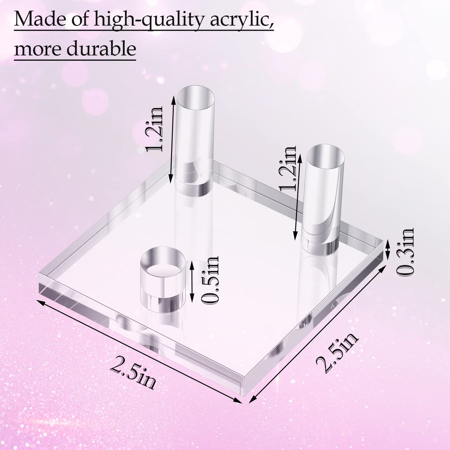 Weysat 8 Pcs Rock Display Stands Geode and Mineral Display Stands 3 Peg Acrylic Crystal Easel Holder for Agate Fossil Coral Small Collectibles(2.5 x 2.5 x 0.3 Inch)