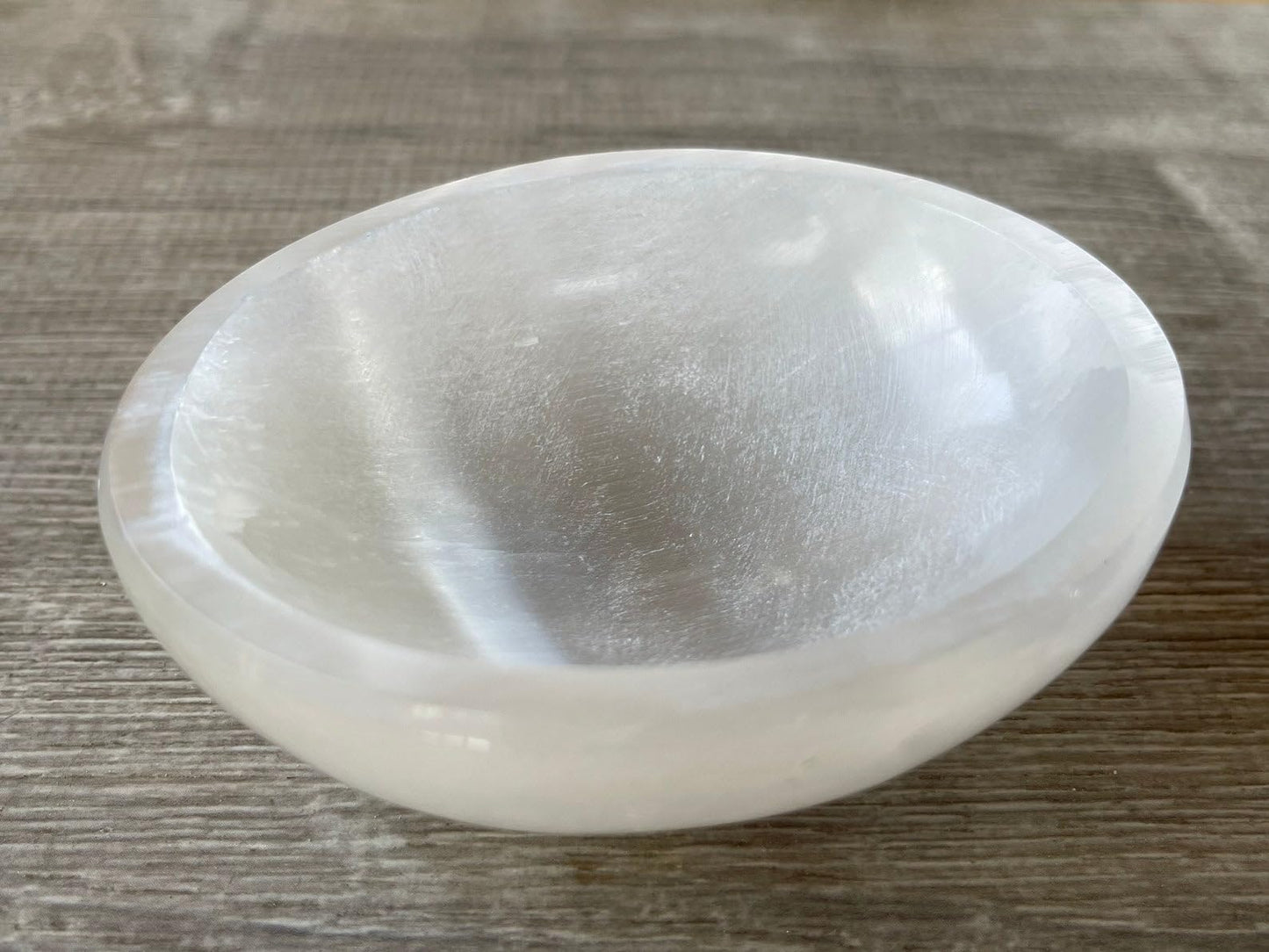 GAF TREASURES Gemstone Carved - 4" Selenite Oval Bowl, Selenite Crystal Polished Charging Bowl