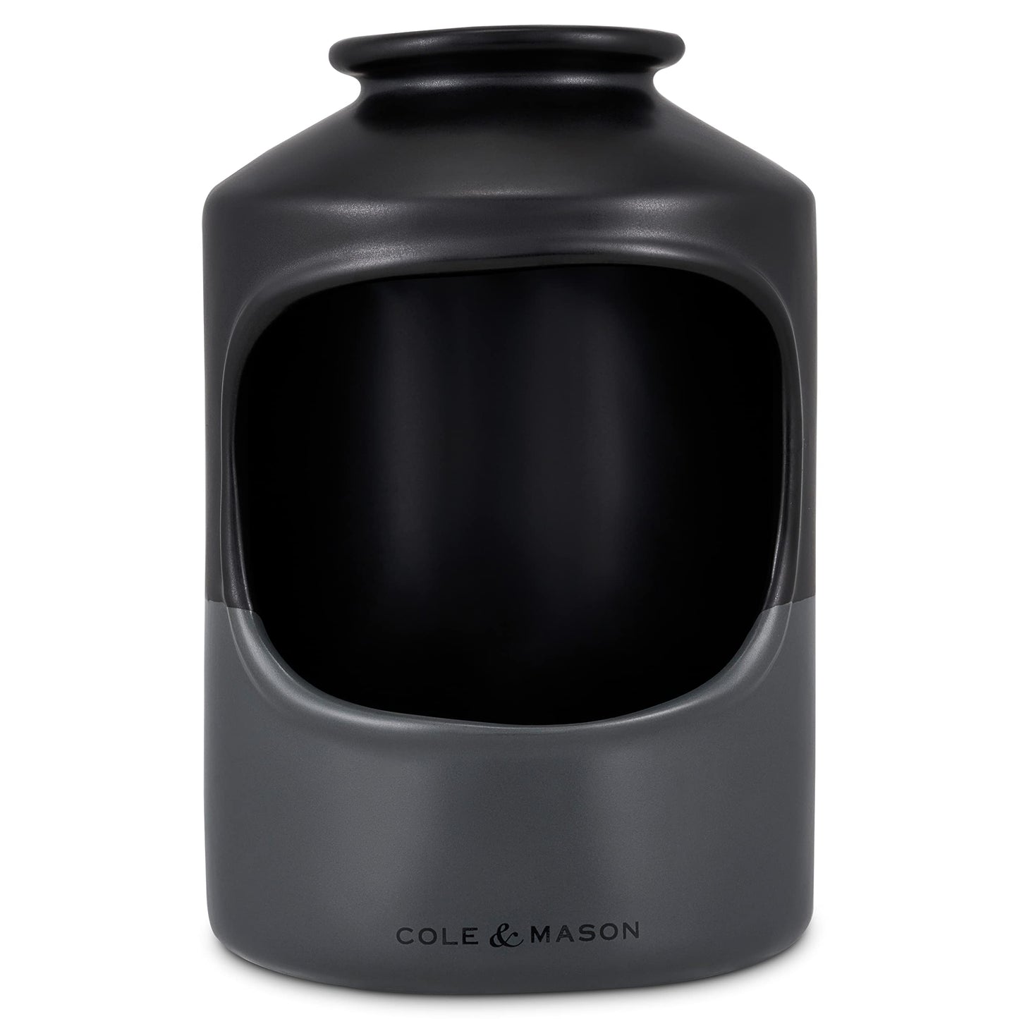 Cole & Mason H822136 Strethall Black/Grey Salt Pig | Kitchen Organisation, Seasoning Storage Pot/Salt Cellar | Ceramic | (H)172mm x (D)110mm | Salt Not Included | 2 Year Guarantee