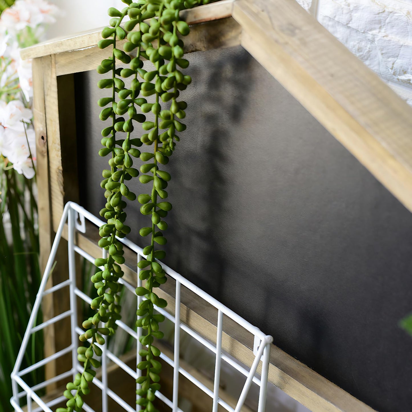Amore Florals 6 Pcs Succulents Plants Artificial Hanging Plants-String of Pearls Faux Greenery,Fake Succulents Hanging Plant for Home Backdrop Garden Indoor/Outdoor Wall Decor