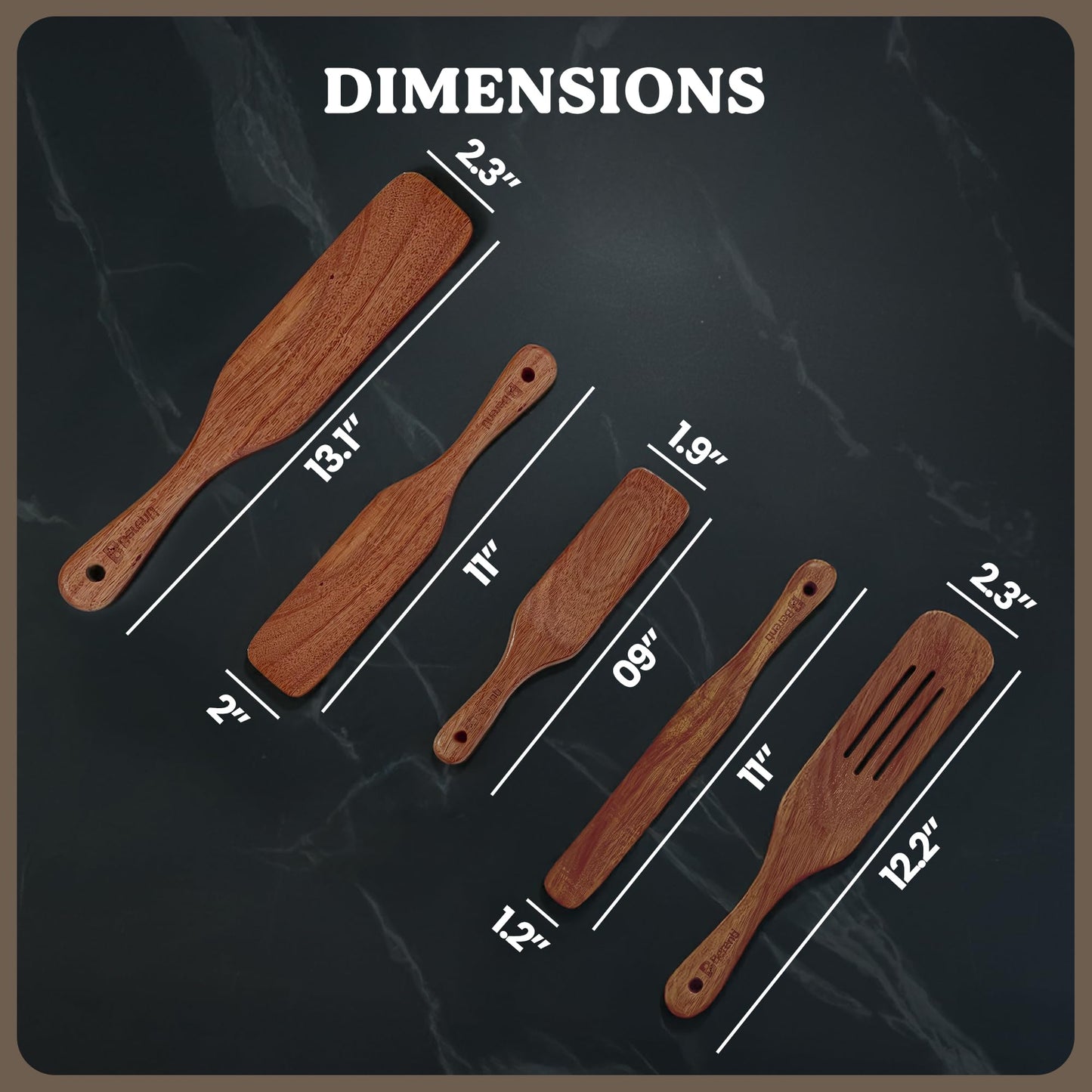 5-Pieces Wooden Spurtle Set – Acacia Wood Kitchen Tools for Cooking, Mixing & Stirring – Non-Stick Safe Spurtle Spatula Set