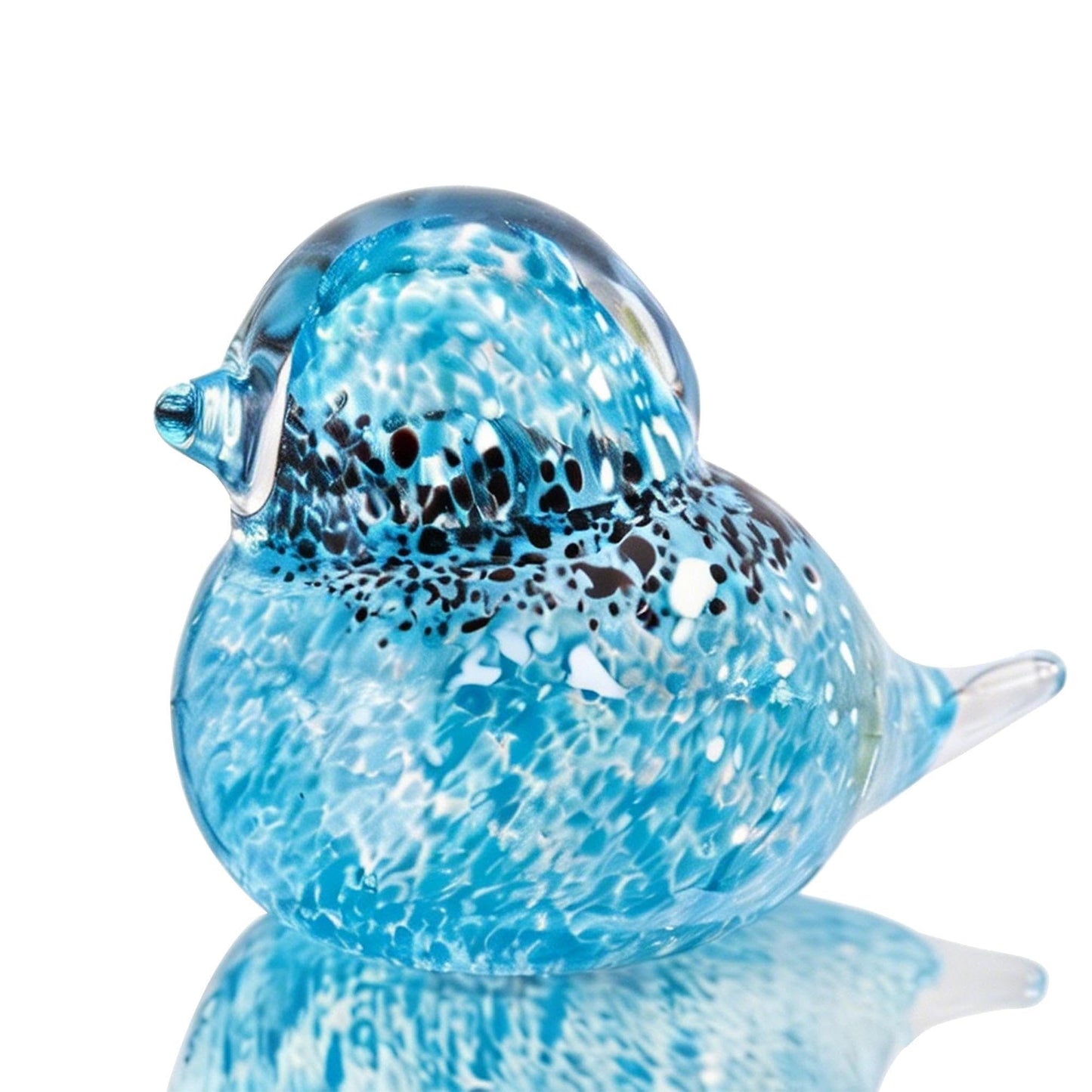 QFkris 4" Hand Blown Glass Blue Birds Figurine, Art Glass Animal Sculpture Status for Desk Table Home Office Decoration, Crystal Paperweight Gift for Bird Lover