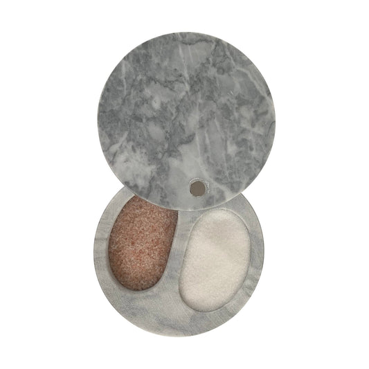 Fox Run White Marble Double Salt Cellar, 4” x 4” x 2.5”