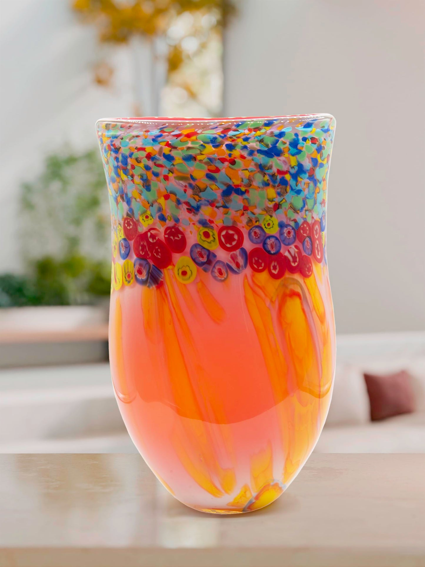 Dale Tiffany AV22246 Art Glass Vase 13.75" Tall Salt Creek Handcrafted Murano-Style Vase for Home Décor, Living Room, Bed Room, Home Office and Gift