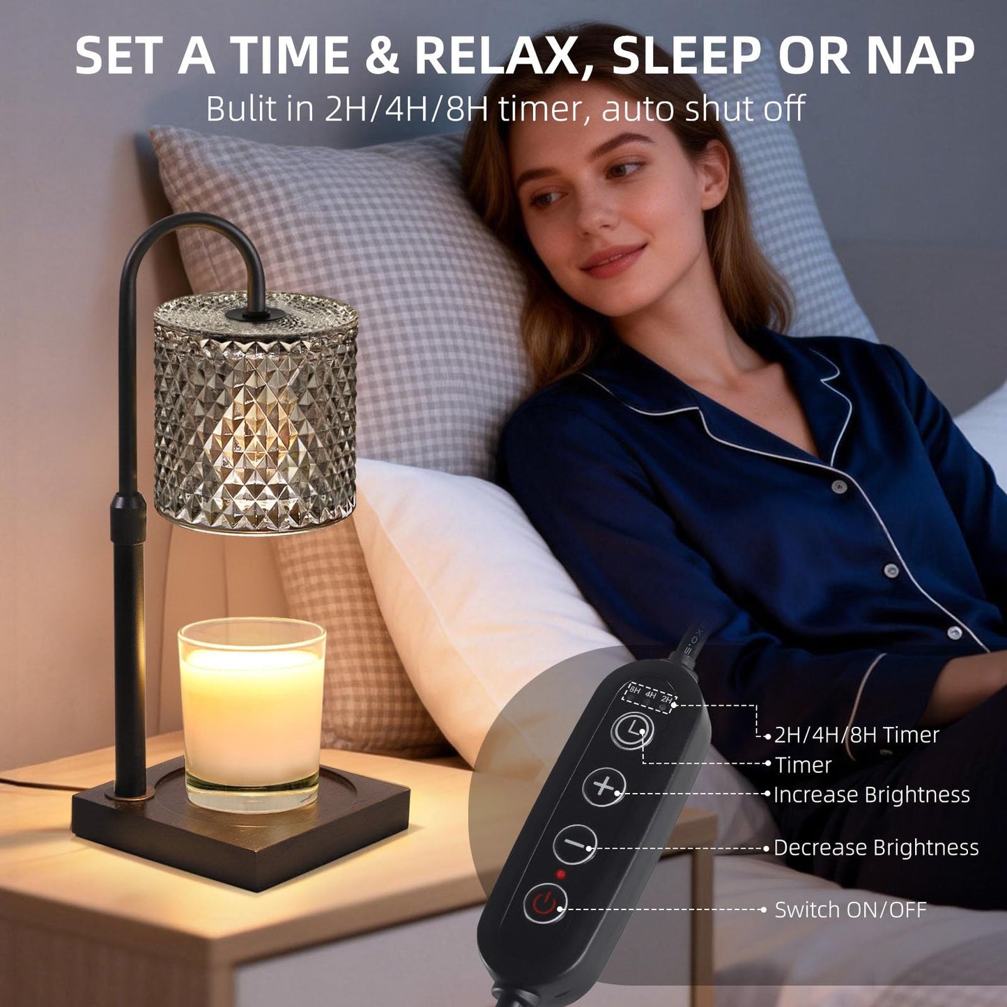 YAYIT Candle Warmer Lamp with Timer Dimmer Adjustable Height, Candle Warmer with 2 Bulbs for Jar Candles, Home Decor, for Women Birthday