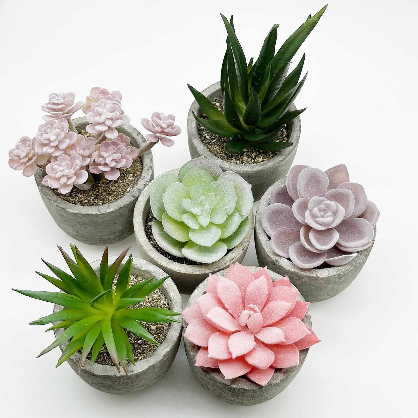 Cayway 6 PCS Artificial Succulents Plants, Mini Fake Plants in Pots, Small Succulents Plants Artificial for Office Desk Home Living Room Table Decor Indoor