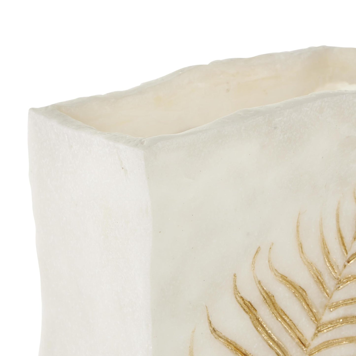 Deco 79 Polystone Leaf Decorative Vase Centerpiece Vase with Gold Leaf Imprint, Flower Vase for Home Decoration 9" x 6" x 18", White
