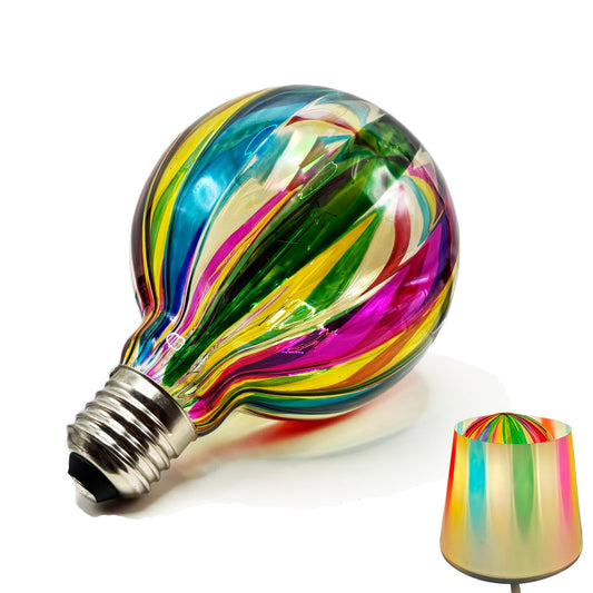POXIN G95 Glass LED Light Bulb,E26 Base Warm Light 2700K 6 Watts LED Light Bulbs,Rainbow Sunflower Tiffany Lamp for Bedside Living Room Dormitory Dining Room Decorate Gift