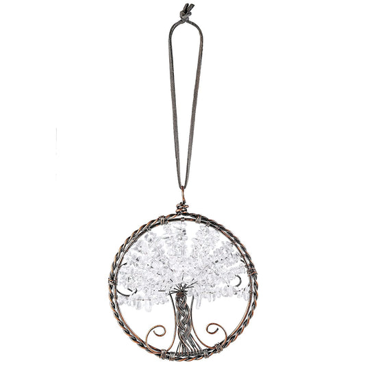 mookaitedecor Rock Crystal Tree of Life Hanging Ornament Reiki Healing Tumbled Gemstones Wall Hanger for Car Window Home Decoration