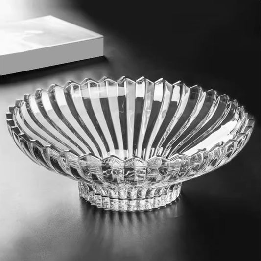 Rxcvkmw Glass Fruit Bowl or Decorative Bowl, used for Kitchen counter or living room center table decoration, 12 inch Fruit Bowl or Center Bowl (White)