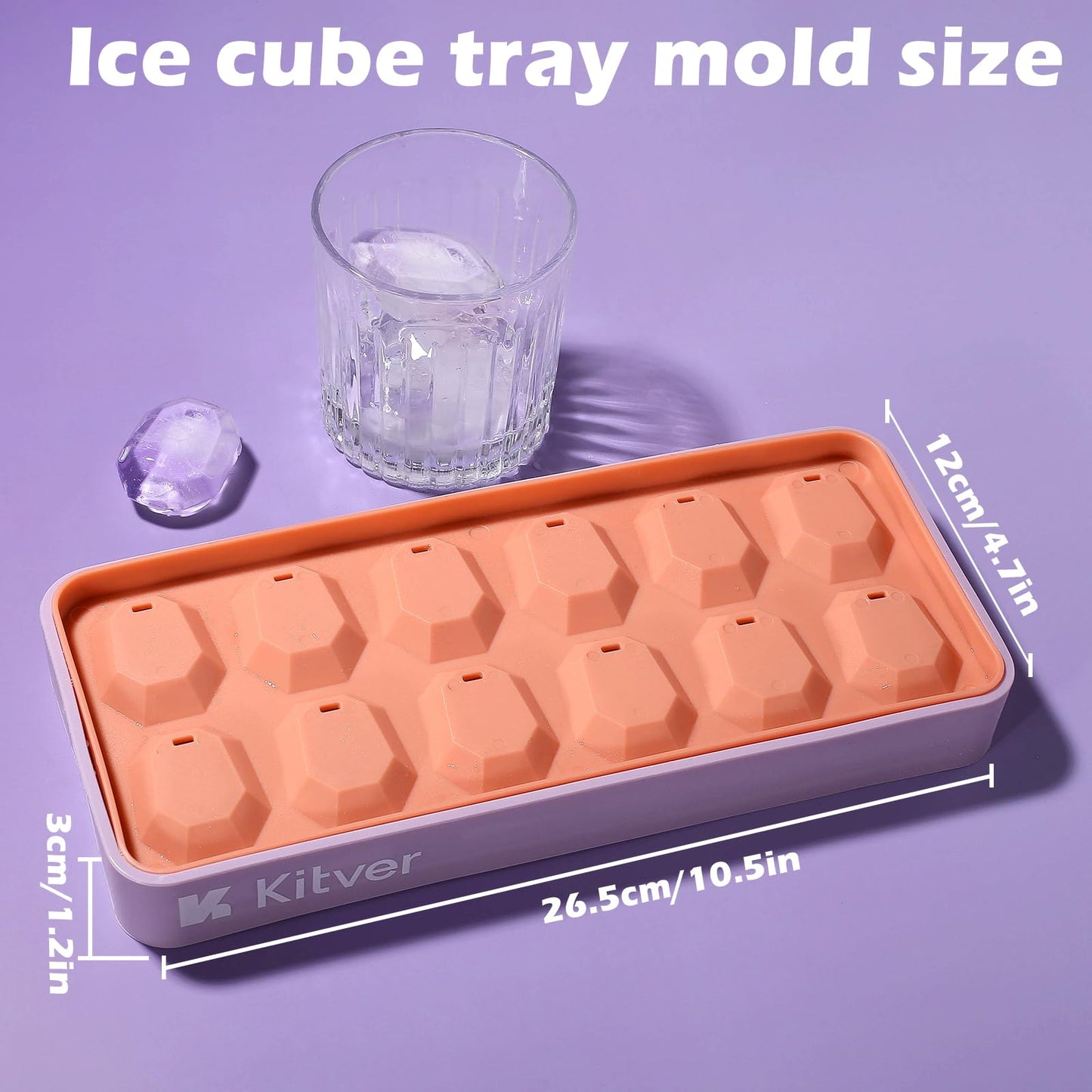 Gem Ice Cube Trays with Lid, Create Crystal Clear Ice Cubes for Whiskey & Cocktails, Flexible Silicone Trays with Leakproof Lids for Easy Stacking & Storage, BPA Free