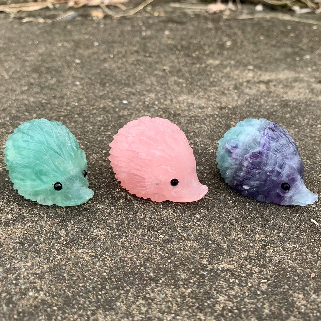 NUZUJX Hand Carved Mixed gemstome Crystal Hedgehog Animal Figurine Carving Decor (Rose Quartz)