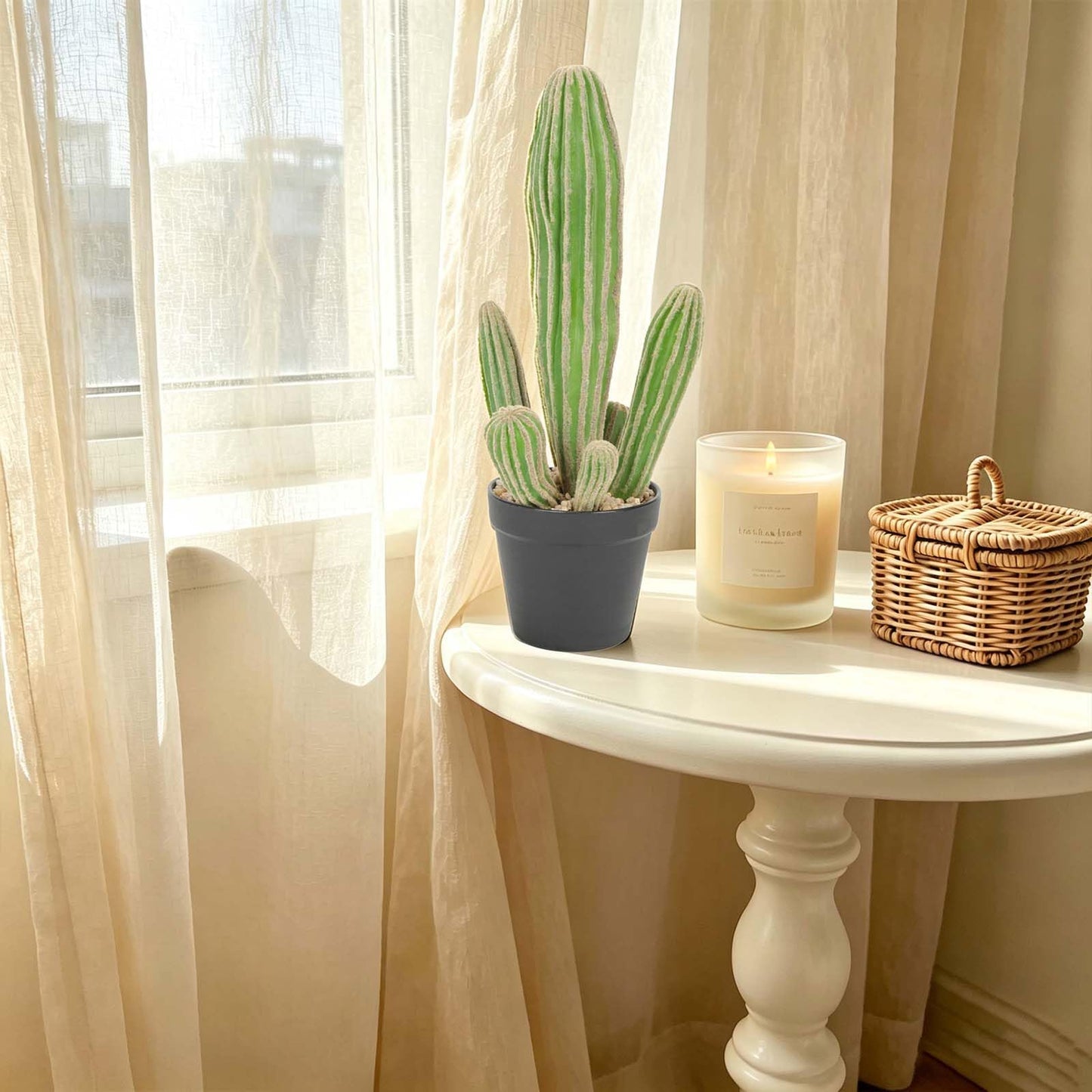 Ronminus Artificial Cactus 16 INCH Tall Fake Cactus Plants Faux Cacti Saguaro with Planter for Indoor Outdoor Home Office Shop Garden Decoration