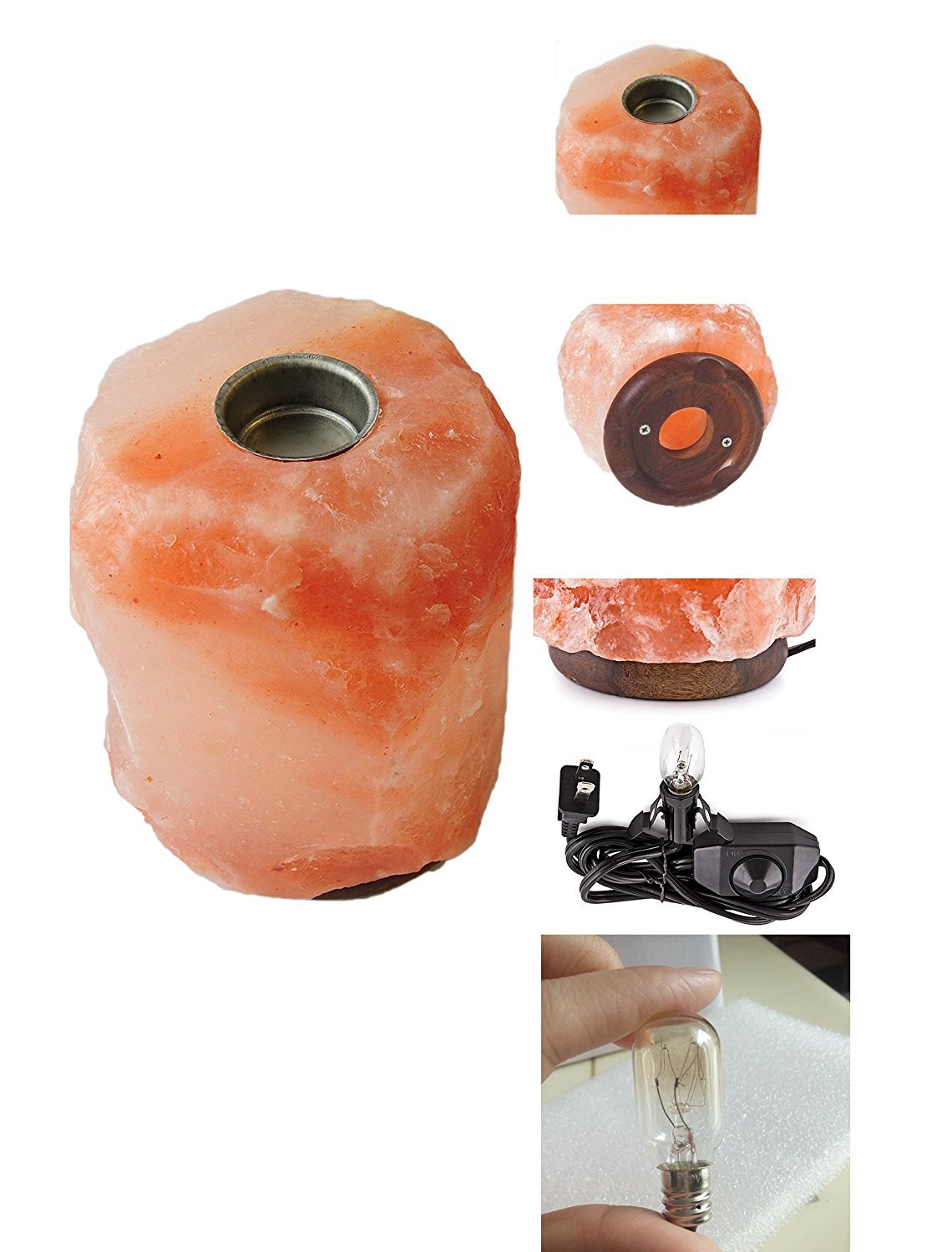 AMOYSTONE Medium Aromatherapy Salt Lamp with Essential Oil Tray, Hand Carved Himalayan Rock for Desk Decor(4-6 lbs)