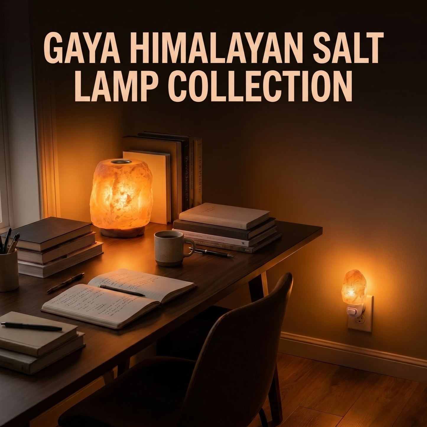 GAYA Himalayan Salt Lamp Relaxation Bundle - Plug-in Night Light + Aromatherapy Salt Lamp with Dimmer | Warm Amber Glow | Sleep, Meditation & Spa Gift Set