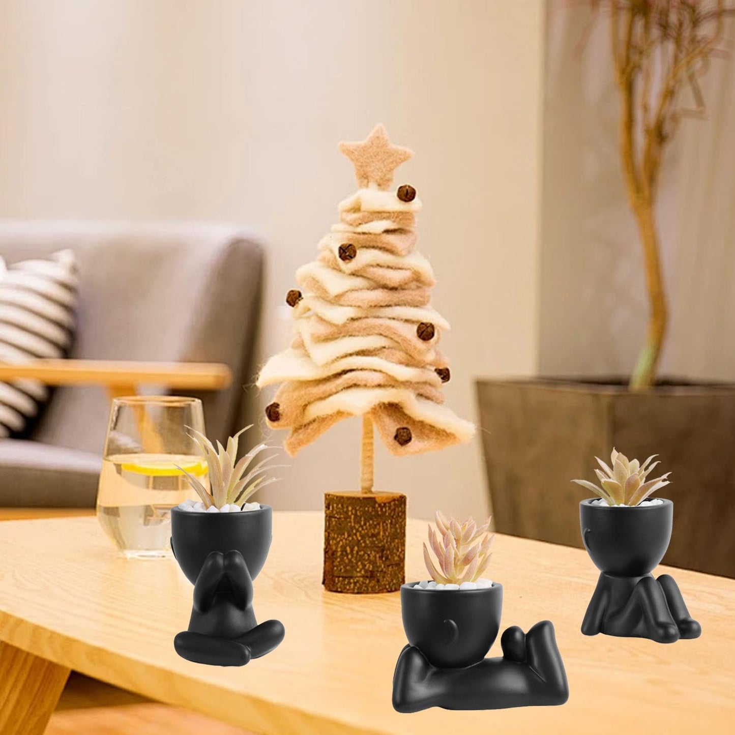 EMINGSKY 3 Pack Fake Plants Succulents Plants Artificial for Women,Office Desk, Bedroom,Bathroom Aesthetic Decor