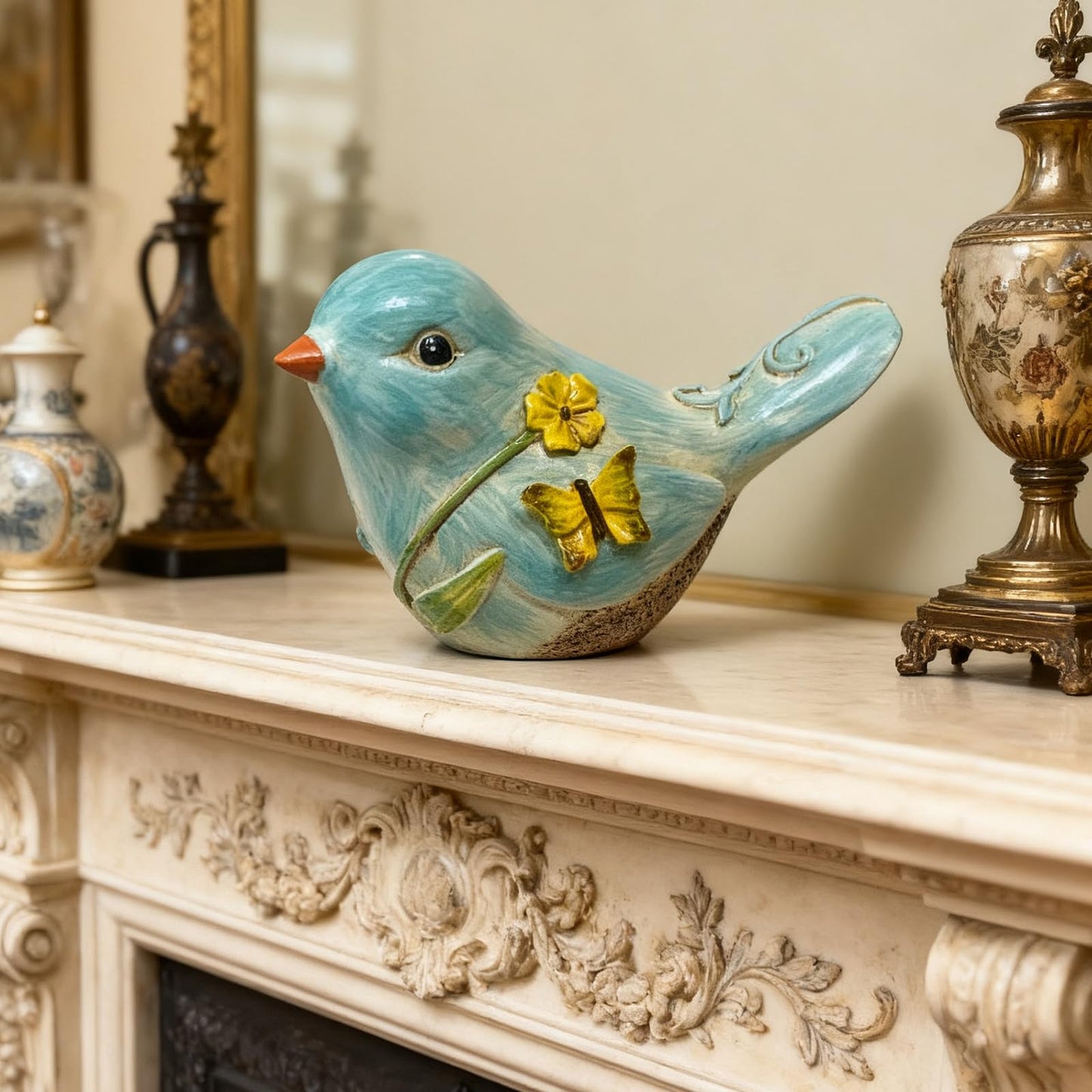 GZVDYG Home Shelf Decor, Blue Bird Statue