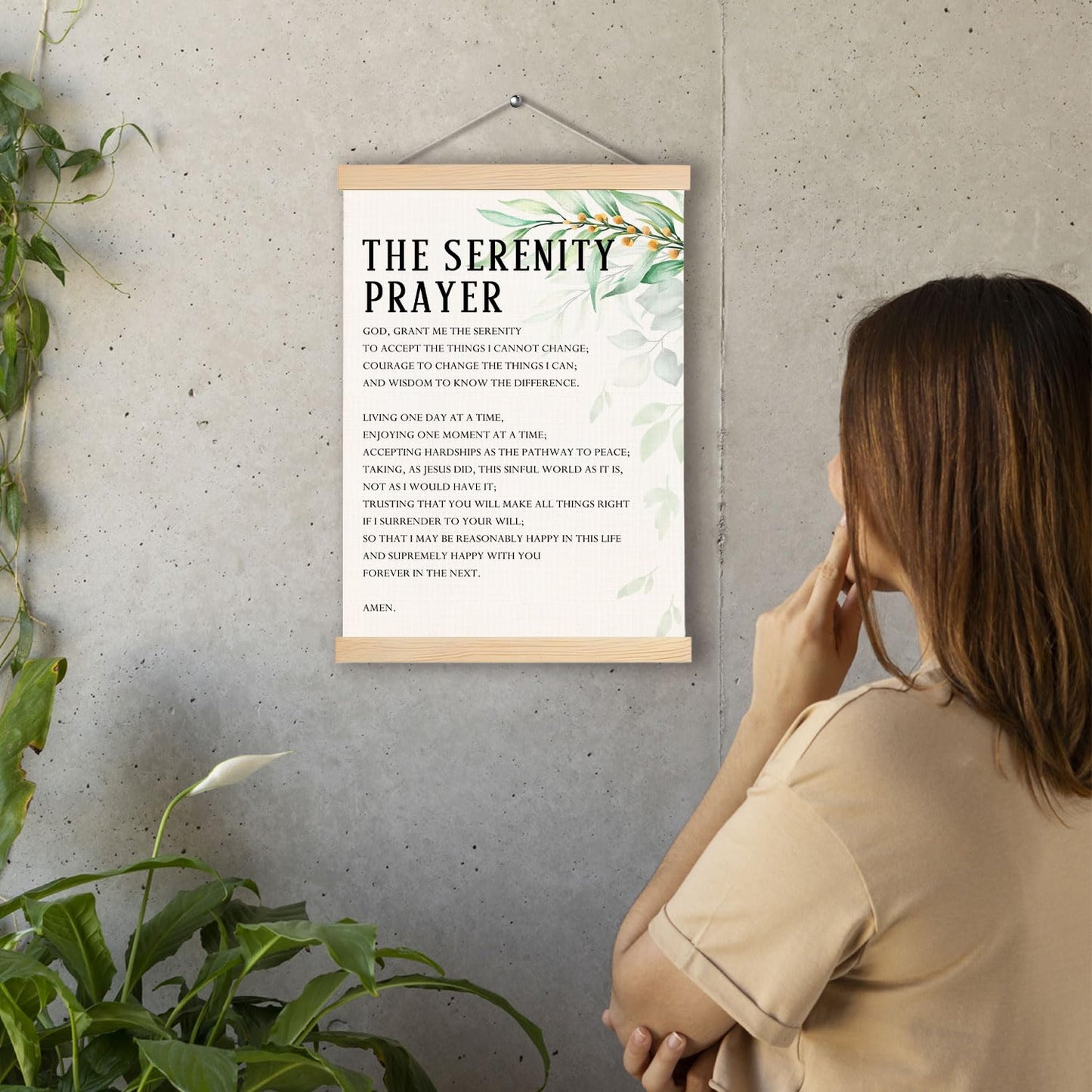 pouep Bible Verse Wall Decor, The Serenity Prayer Canvas, Motivational Framed Decor, Christian Gifts, 12.5x17 Inches, White