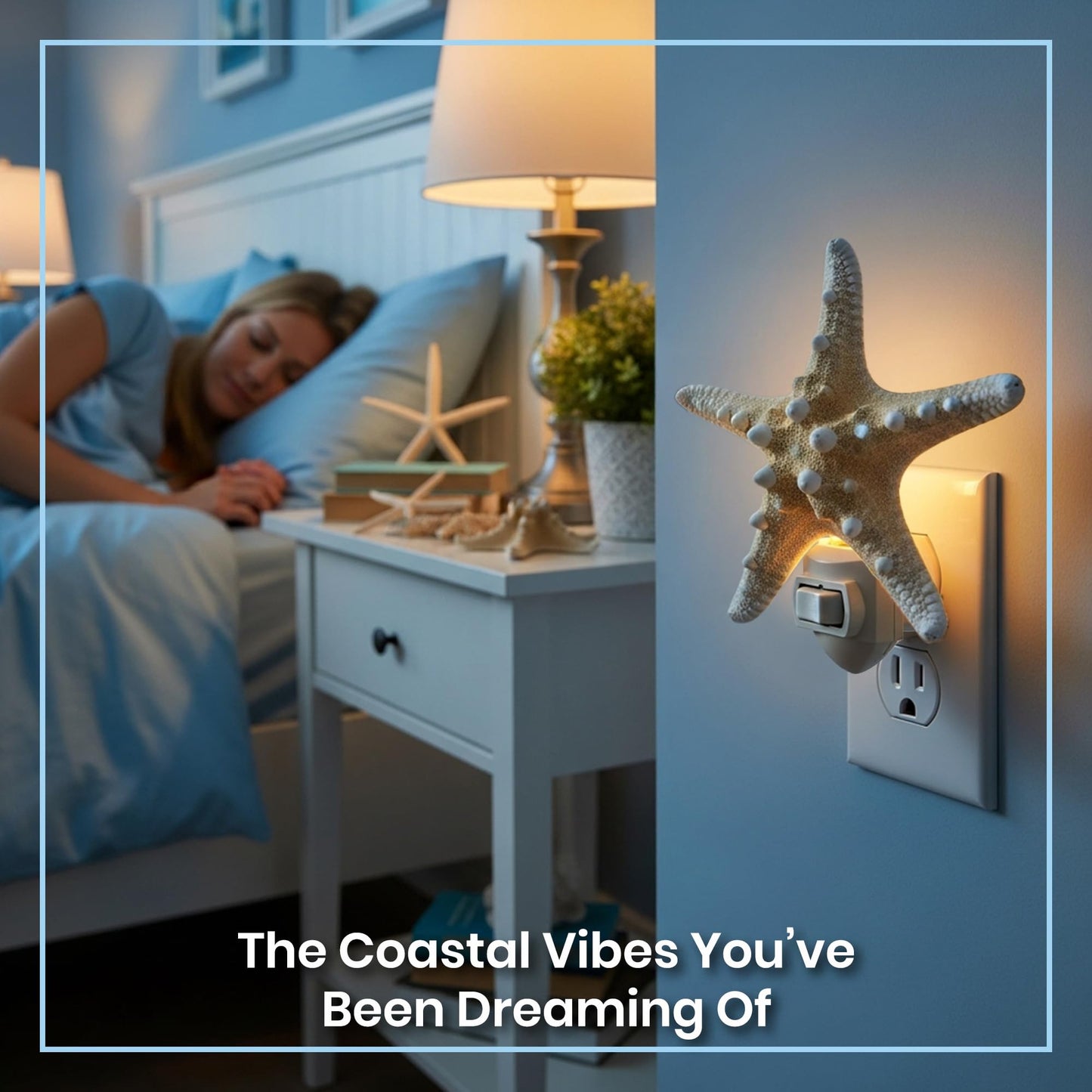 Nautical Crush Trading Real Starfish Night Light – Beach Night Light with Knobby Starfish – Shell Light for Bathroom – Sea Shell Lamp – Seashell Lamp Plug Into Wall