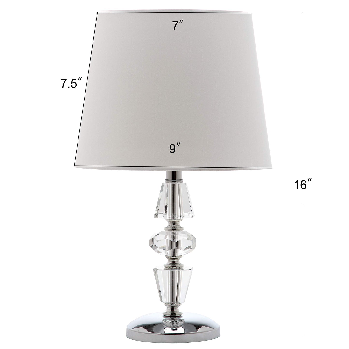 SAFAVIEH Lighting Collection Nola Modern Glam Stacked Crystal Ball/ Off-White Shade 16-inch Bedroom Living Room Home Office Desk Nightstand Table Lamp (LED Bulbs Included)