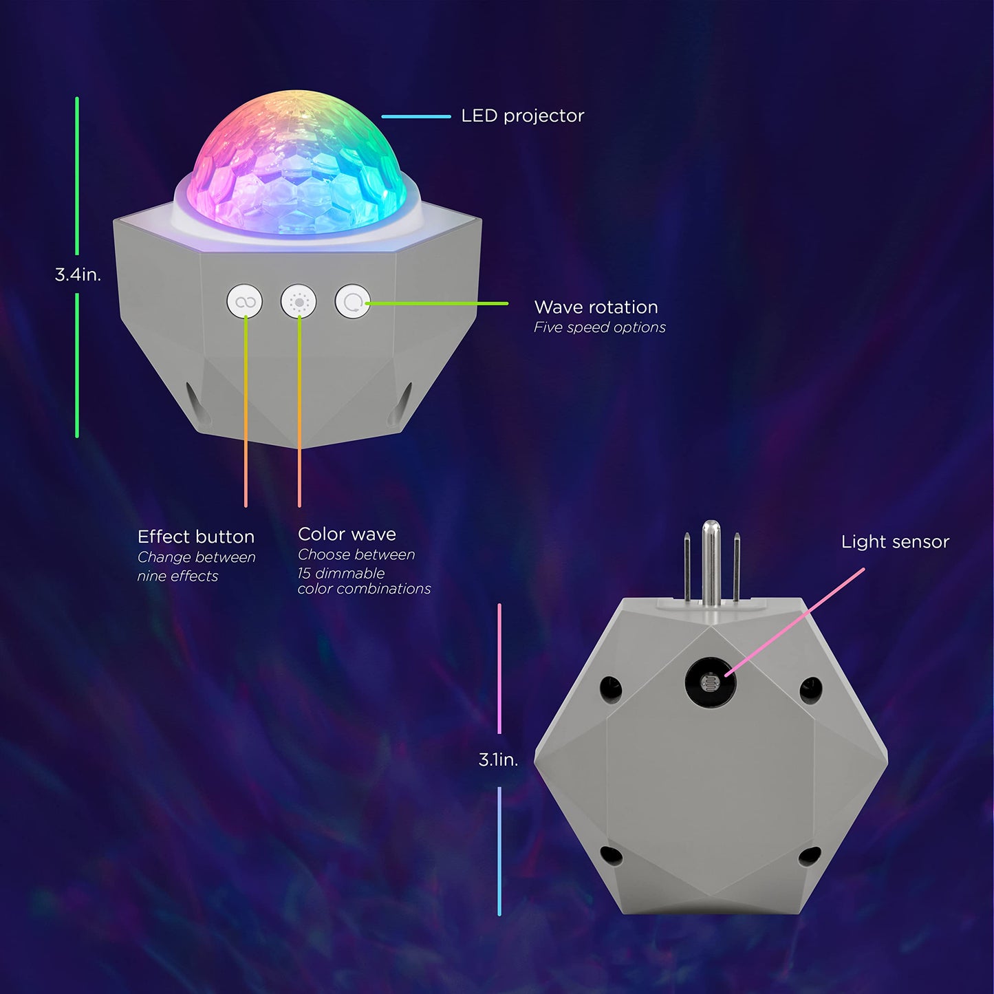 Enbrighten Galaxy Projector Plug in Night Light for Kids LED Lights for Bedroom Space Nightlight Aurora Playroom Game Room Lighting 70334-T1