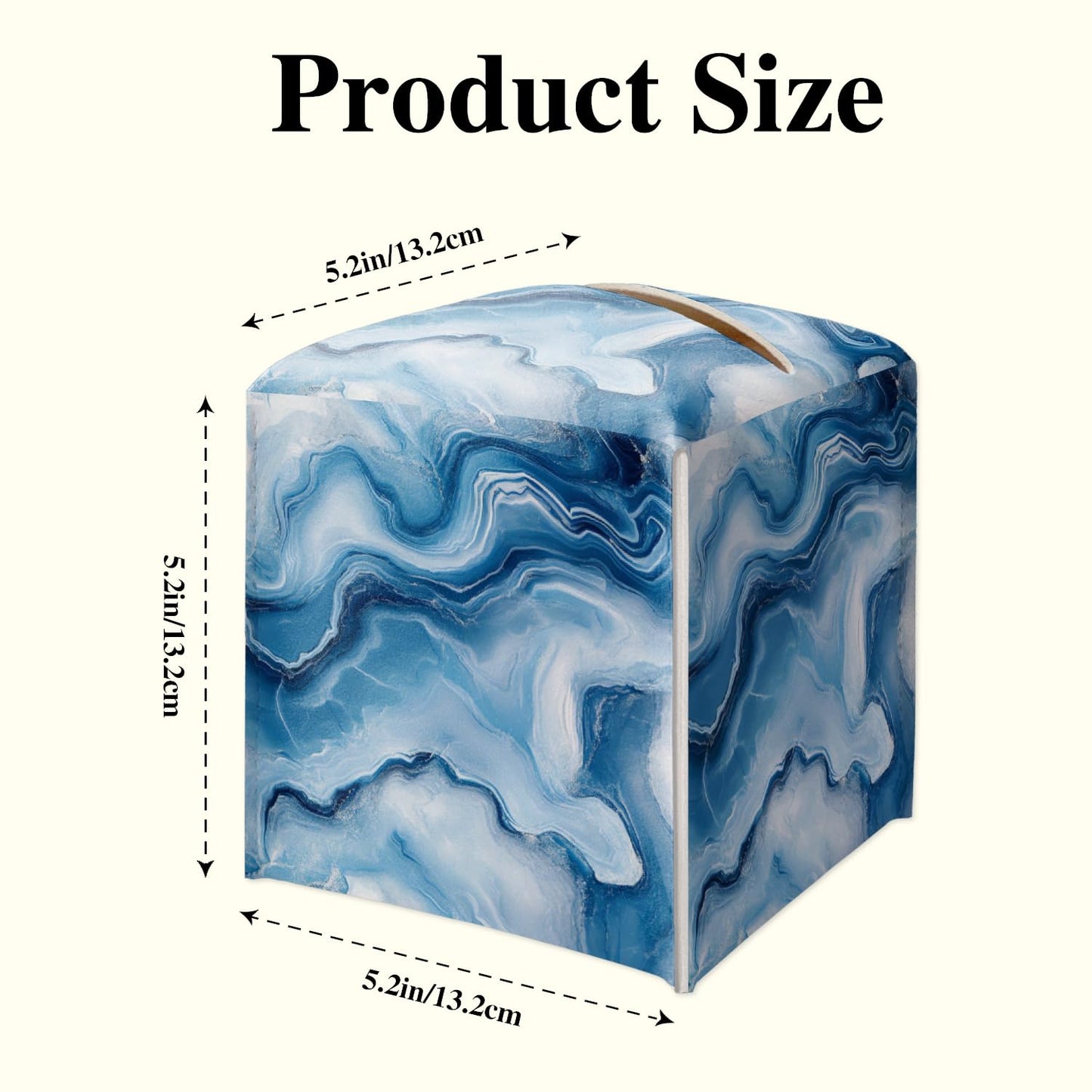 Blue Marble Tissue Box Holder, Modern Leather Tissue Box Cover Square, Waterproof Facial Paper Organizer Dispenser for Home Bathroom Bedroom Night Stand Office Countertop -025