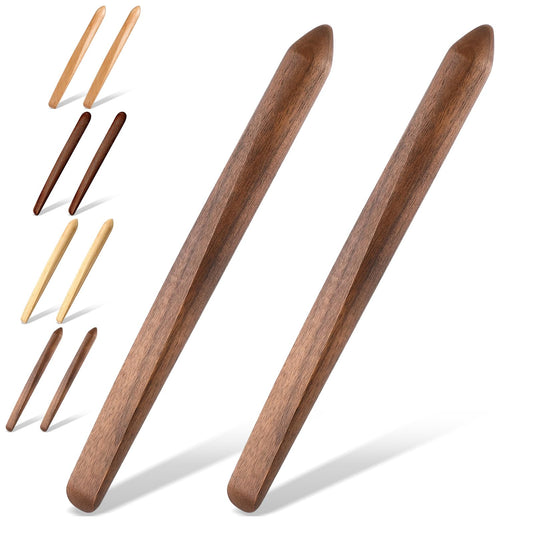 Hillban 2 Pcs 11 Inch Spurtle for Sourdough Stirring Stick Bread Mixing Stir Stick Bread Making Tools Paddle Wooden Dowel for Sourdough Spurtle Spatula Kitchen Cooking(Walnut)