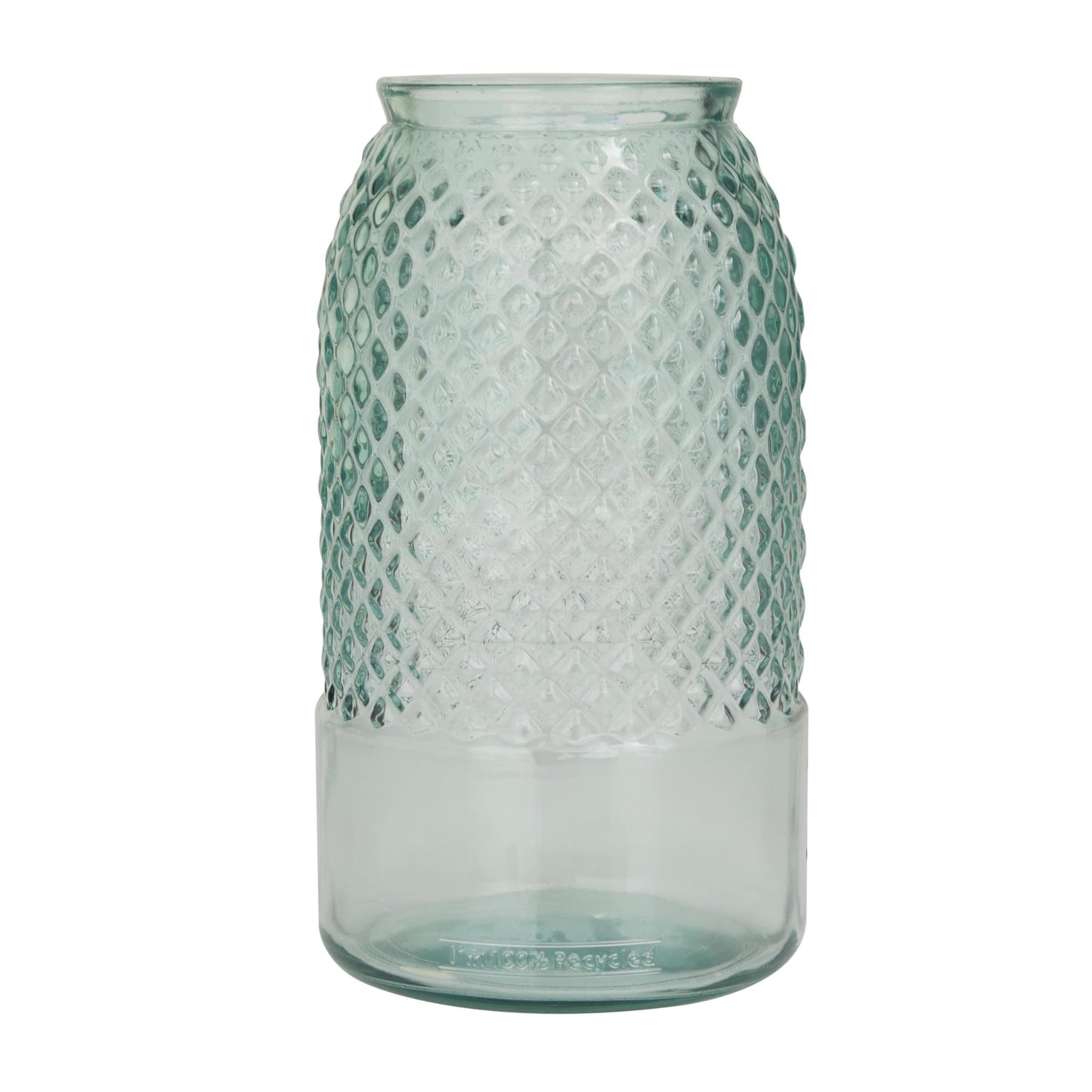 Deco 79 Recycled Glass Decorative Vase Spanish Decorative Container, Decorative Keepsake Box 6" x 6" x 11", Blue