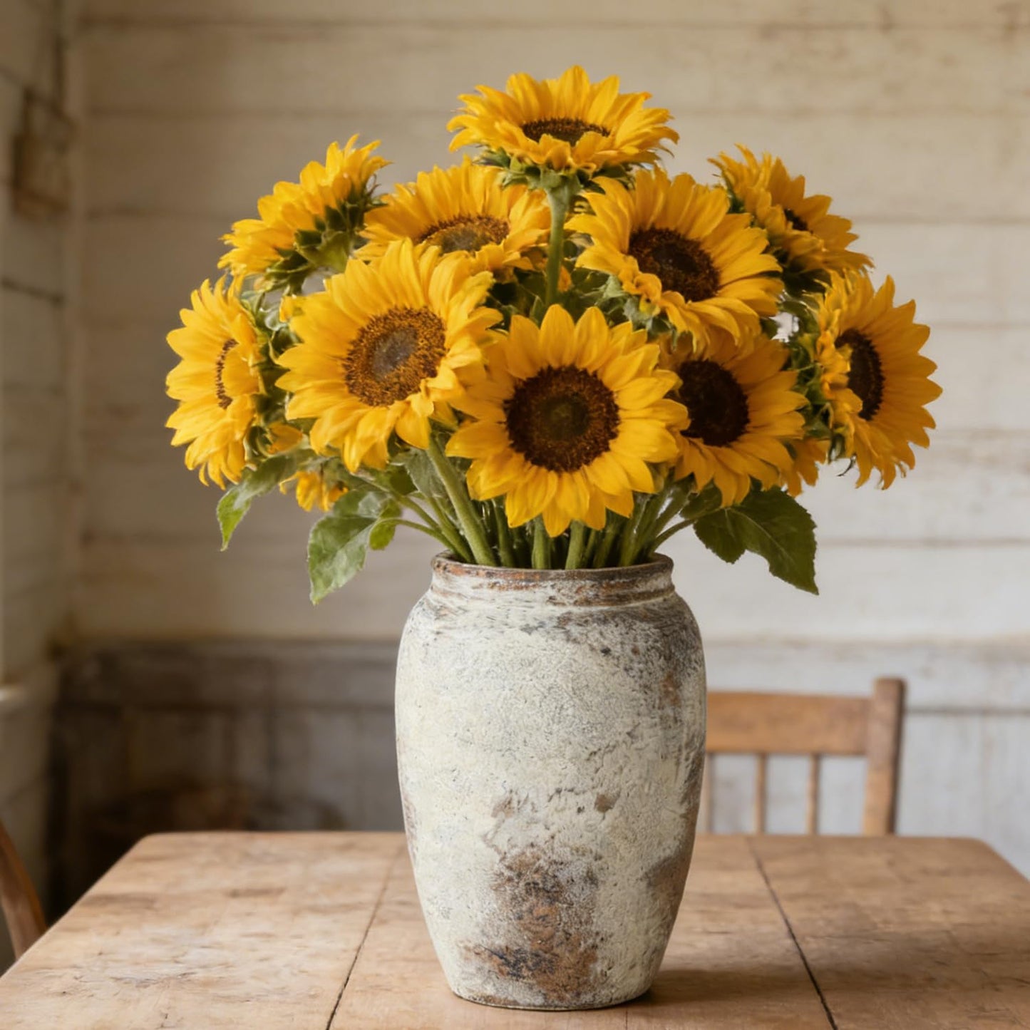 Aisamco Ceramic Flower Vase,8.3 inch Tall Farmhouse Rustic Vase Floral Pottery Vases Decorative Terracotta Vases for Home Decor Floor Kitchen Dining Desk Shelf Coffee