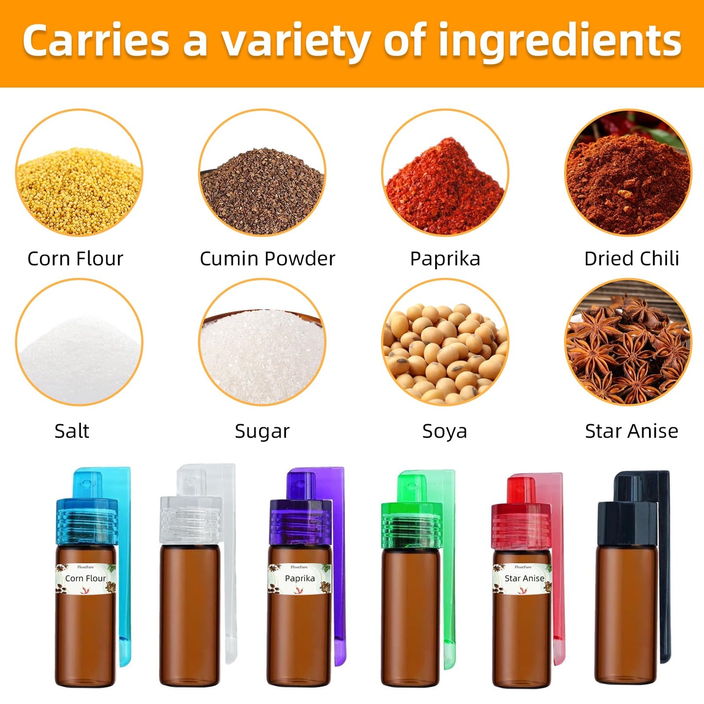 6Pcs 5ml Mini Glass spice containers, Portable Brown Glass Spice Containers for Travel Camping Picnic Daily Kitchen Use