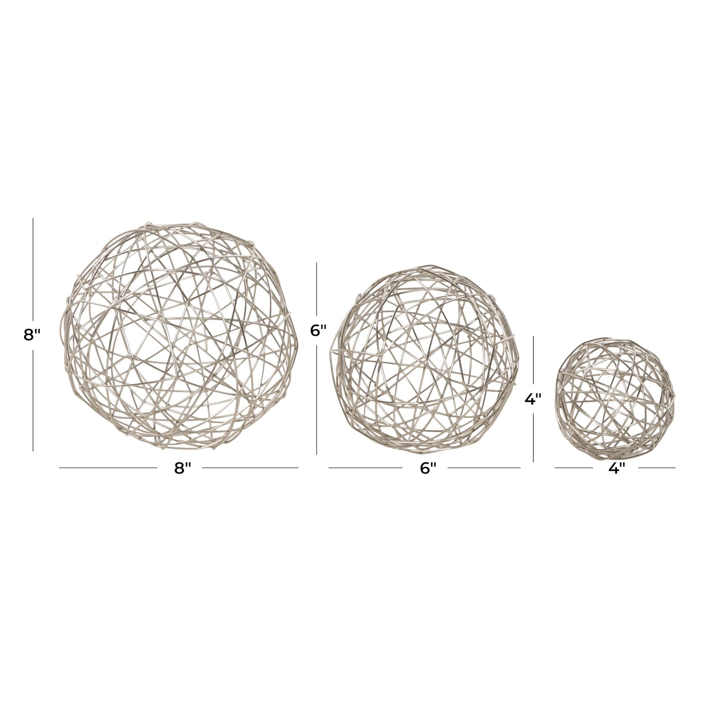 Deco 79 Metal Geometric Decorative Sculpture Home Decor Statues, Set of 3 Accent Figurines 8", 6", 4"D, Silver